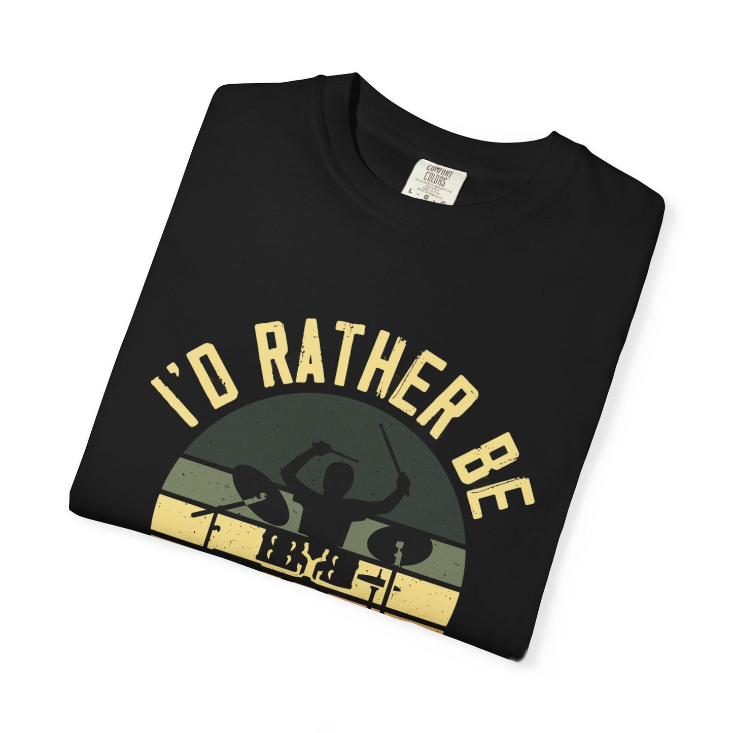 I'd Rather Be Drumming T-Shirt, Music Shirt, Gift for Drummers, Music Lover Tee, Casual Wear, Concert Outfit, Black Graphic Tee