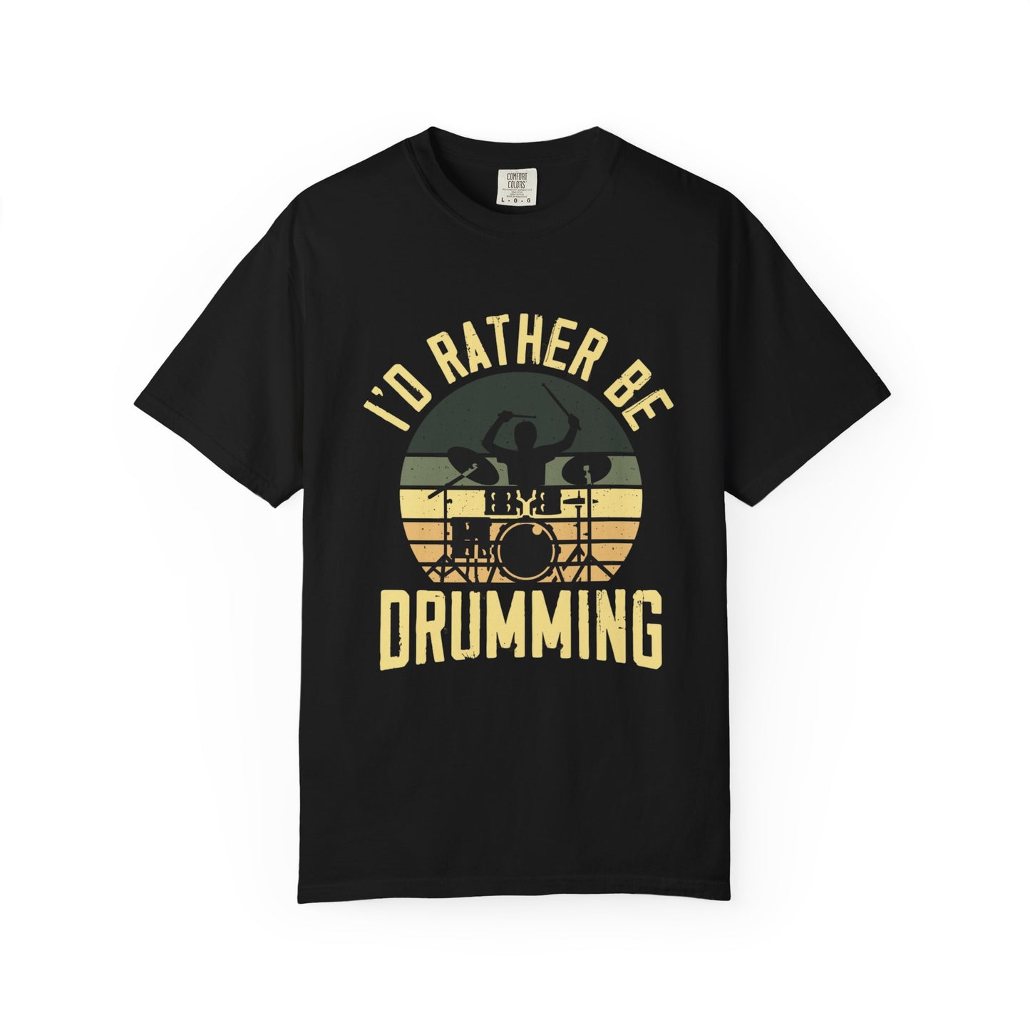 I'd Rather Be Drumming T-Shirt, Music Shirt, Gift for Drummers, Music Lover Tee, Casual Wear, Concert Outfit, Black Graphic Tee