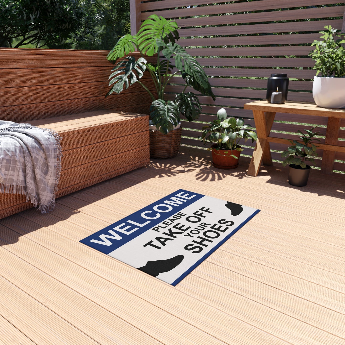 Welcome Outdoor Rug | Take Off Your Shoes Design, Patio Decor, Front Door Mat, Outdoor Living, Home Welcome Mat