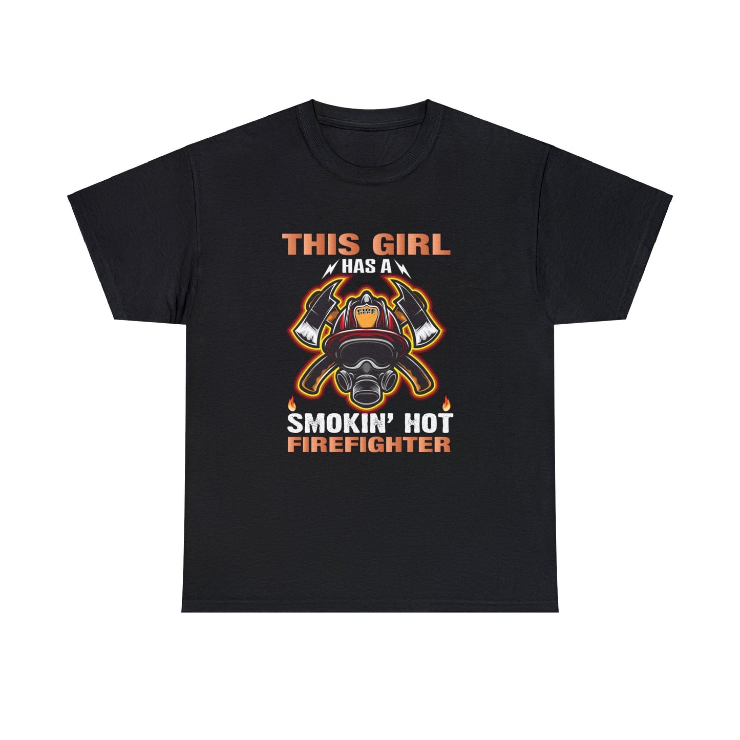 Smoking hot firefighter- Heavy Cotton Tee shirt