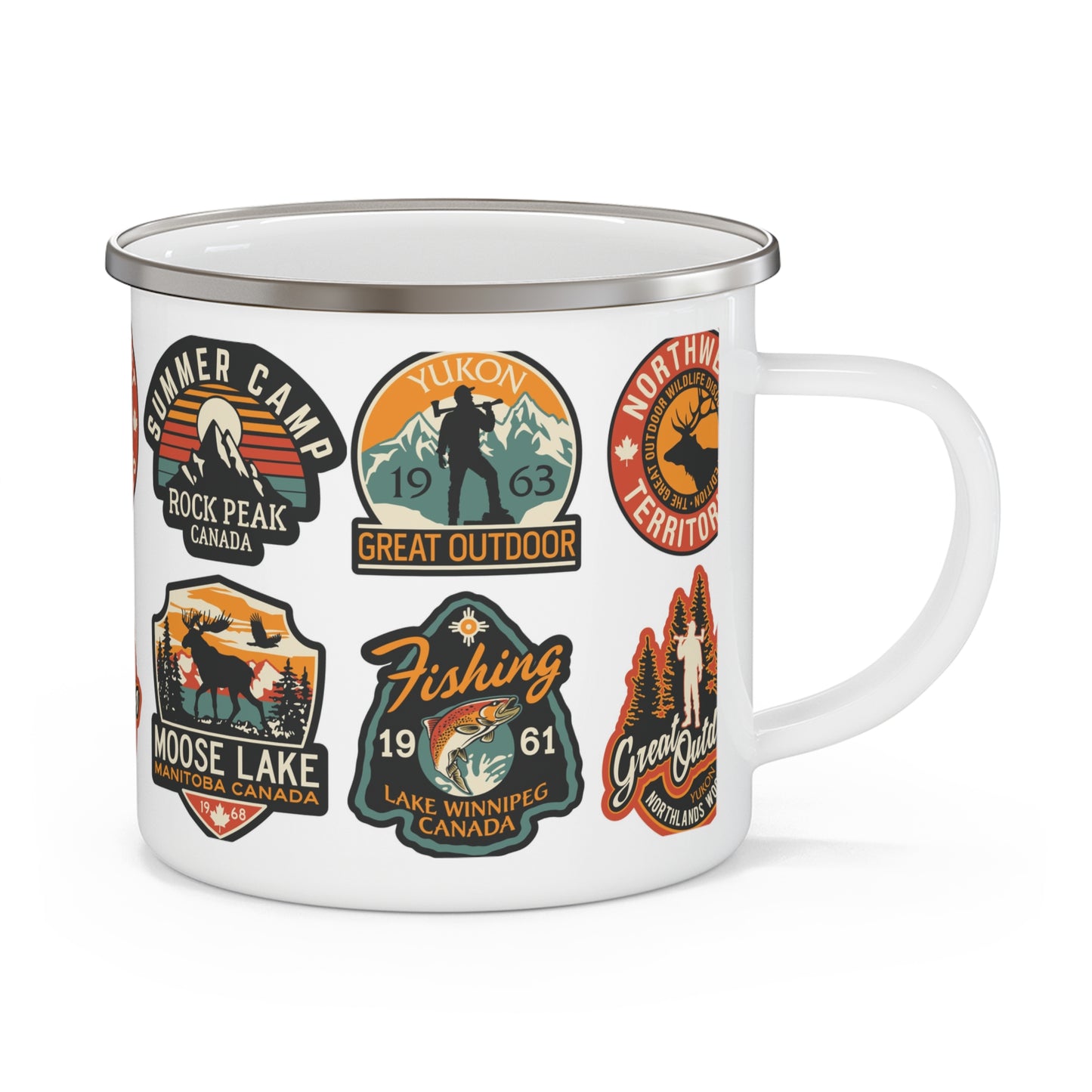 Retro Enamel Camping Mug, Vintage Outdoor Decor, Great Outdoors Gift, Travel Mug, Camping Supplies, Adventure Mug
