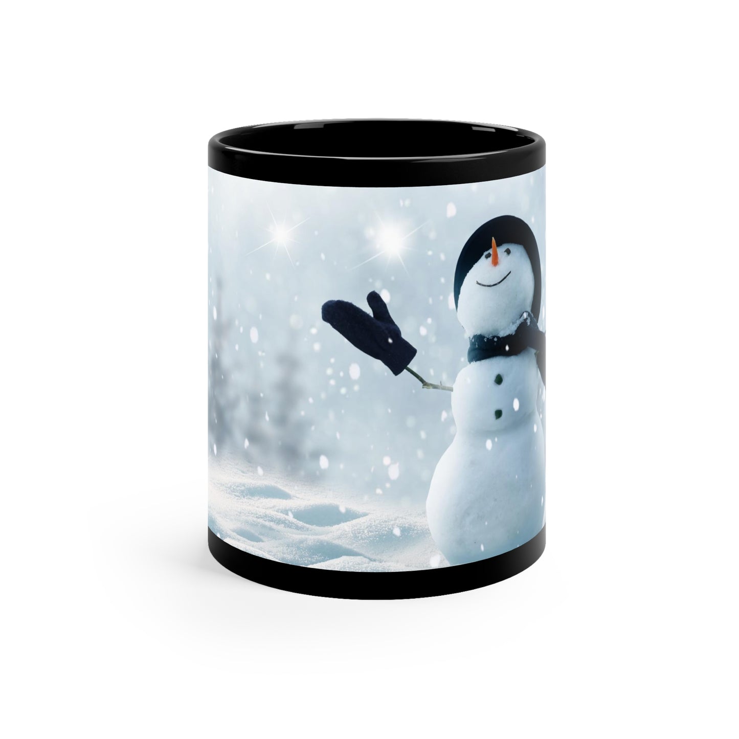 Snowman—11oz Black Mug