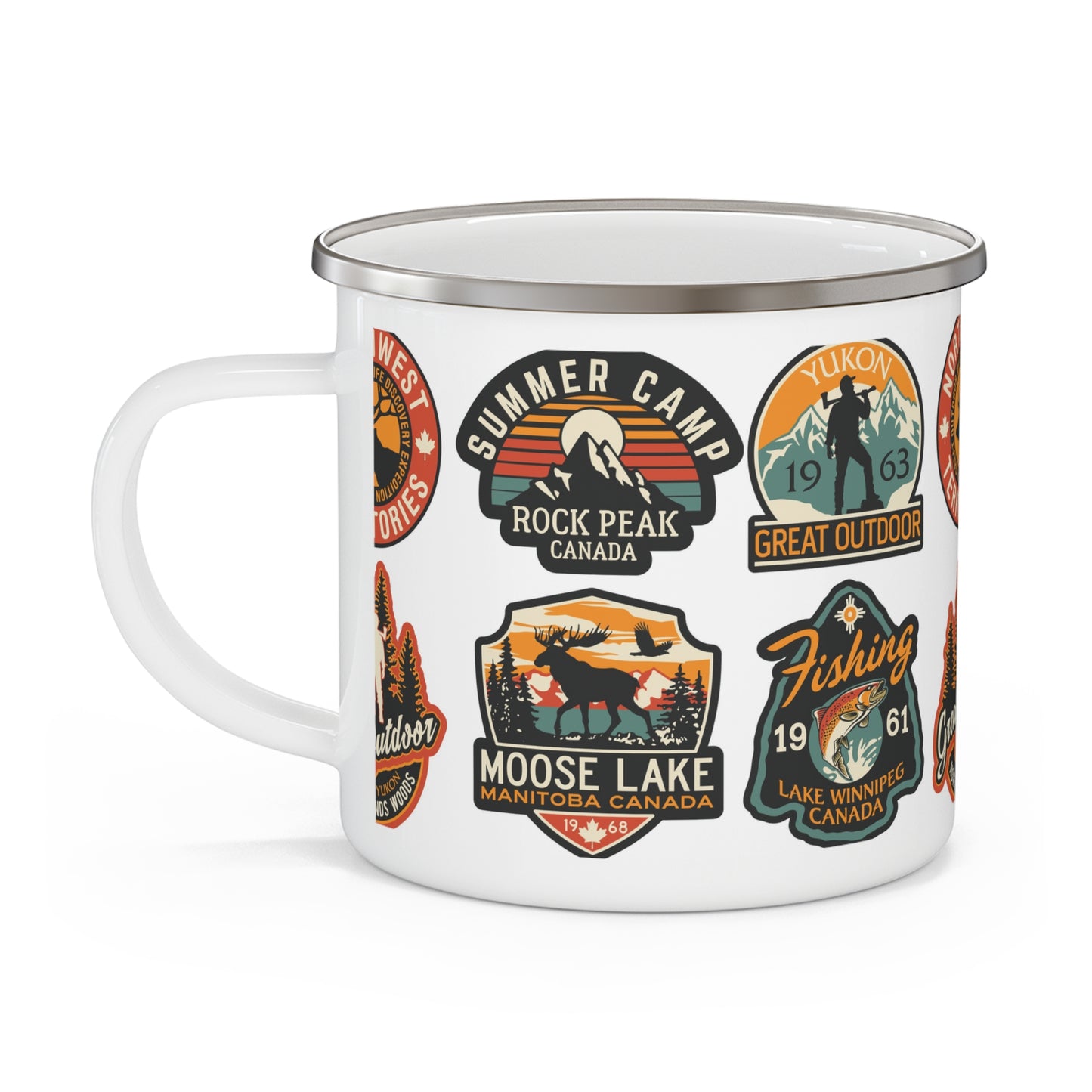 Retro Enamel Camping Mug, Vintage Outdoor Decor, Great Outdoors Gift, Travel Mug, Camping Supplies, Adventure Mug