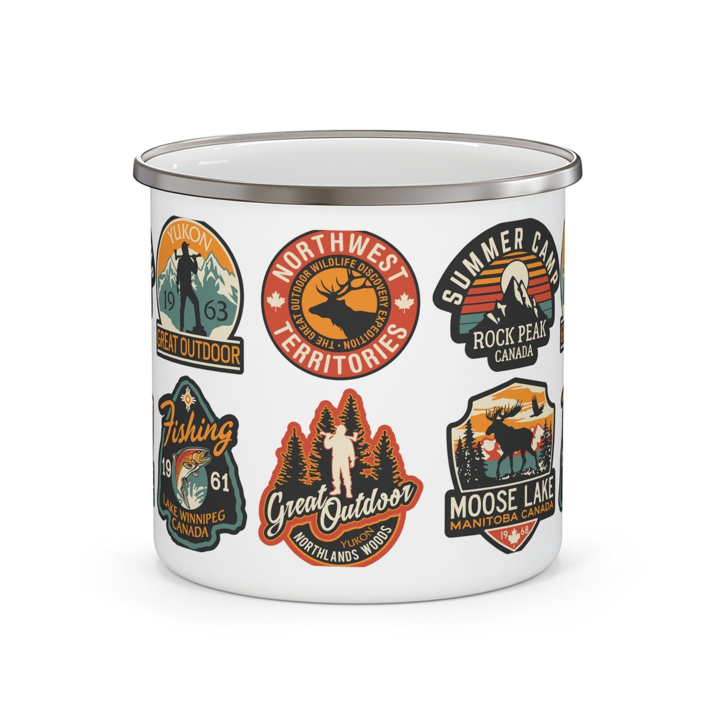 Retro Enamel Camping Mug, Vintage Outdoor Decor, Great Outdoors Gift, Travel Mug, Camping Supplies, Adventure Mug