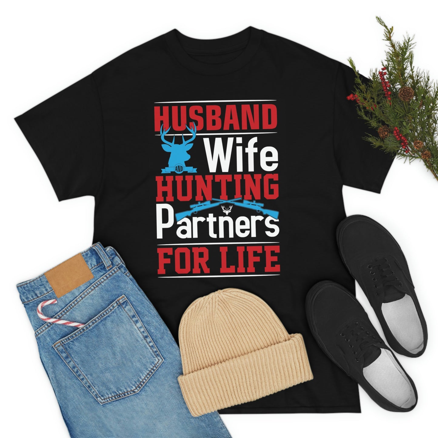 Husband and wife hunting partner- Unisex Heavy Cotton Tee