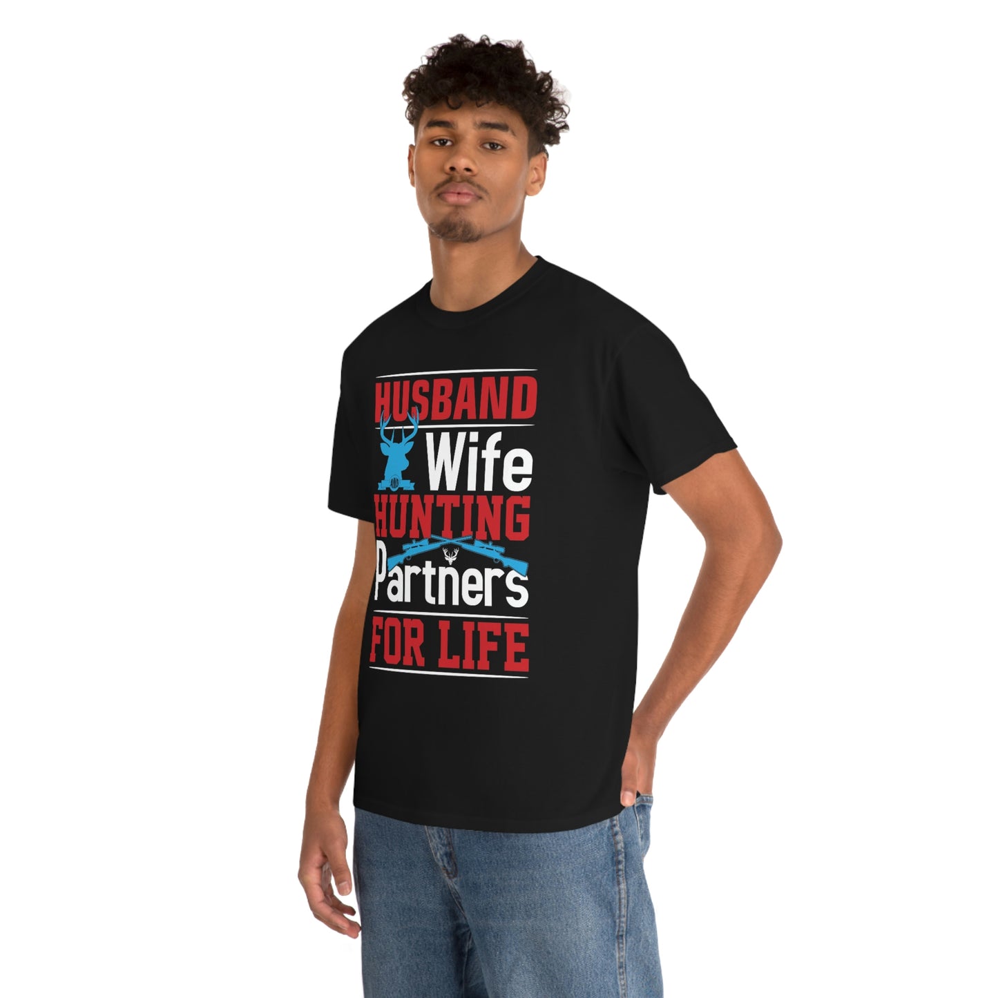 Husband and wife hunting partner- Unisex Heavy Cotton Tee