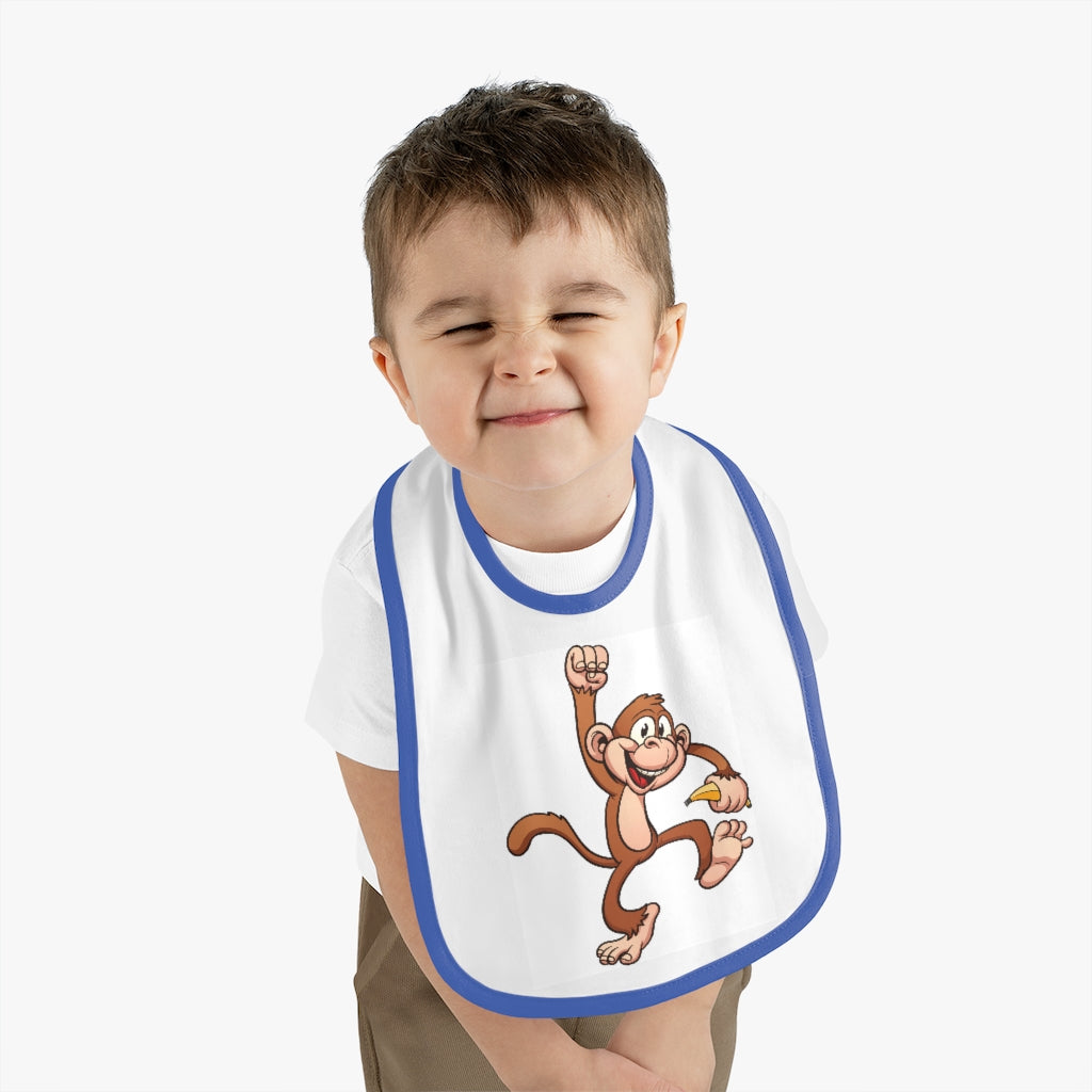 Monkey- Baby Contrast Trim Jersey Bib