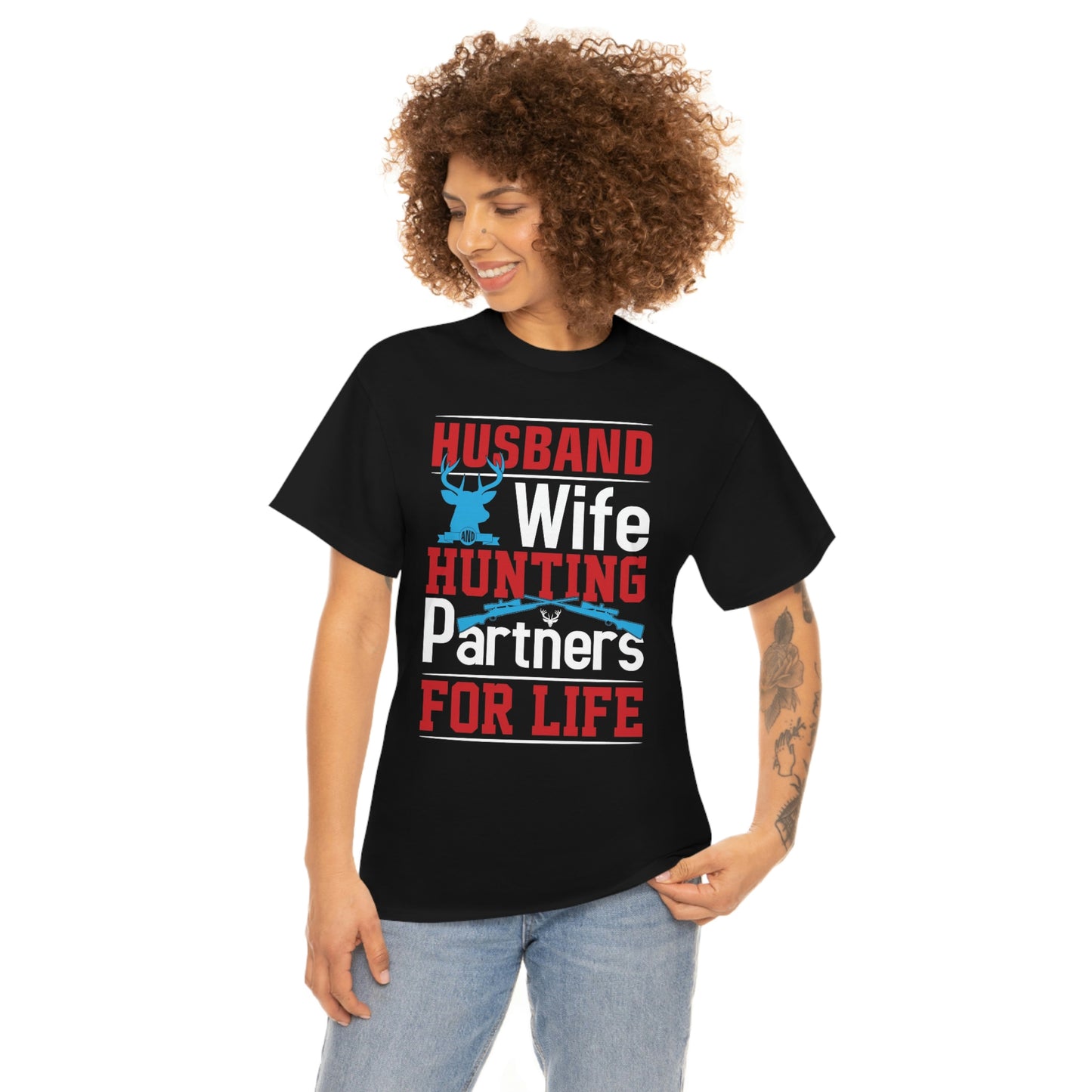 Husband and wife hunting partner- Unisex Heavy Cotton Tee