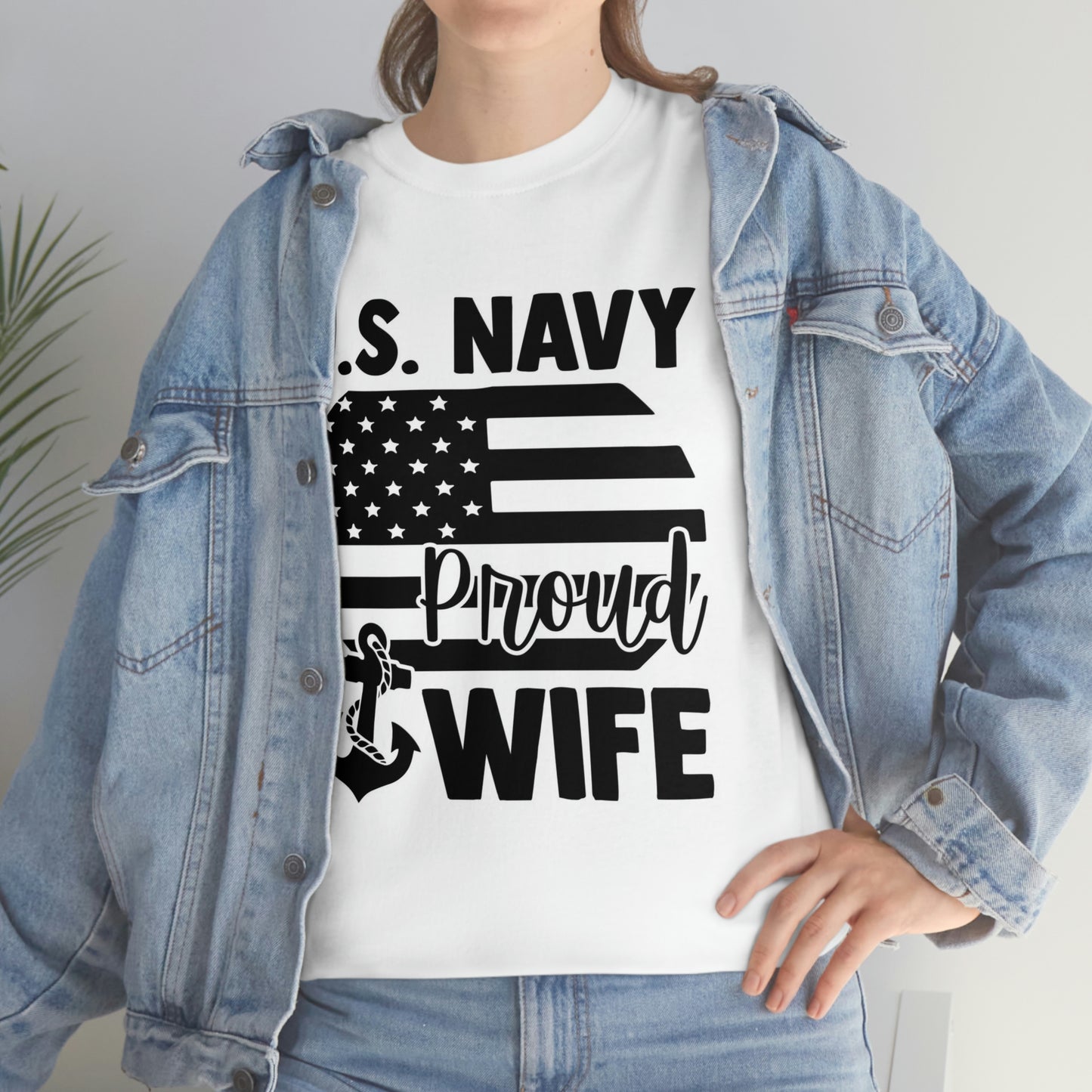 USA Navy proud wife- Heavy Cotton Tee