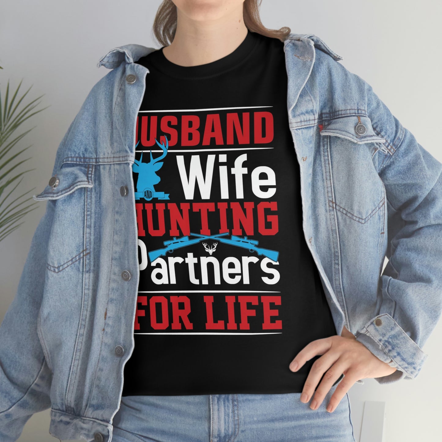 Husband and wife hunting partner- Unisex Heavy Cotton Tee
