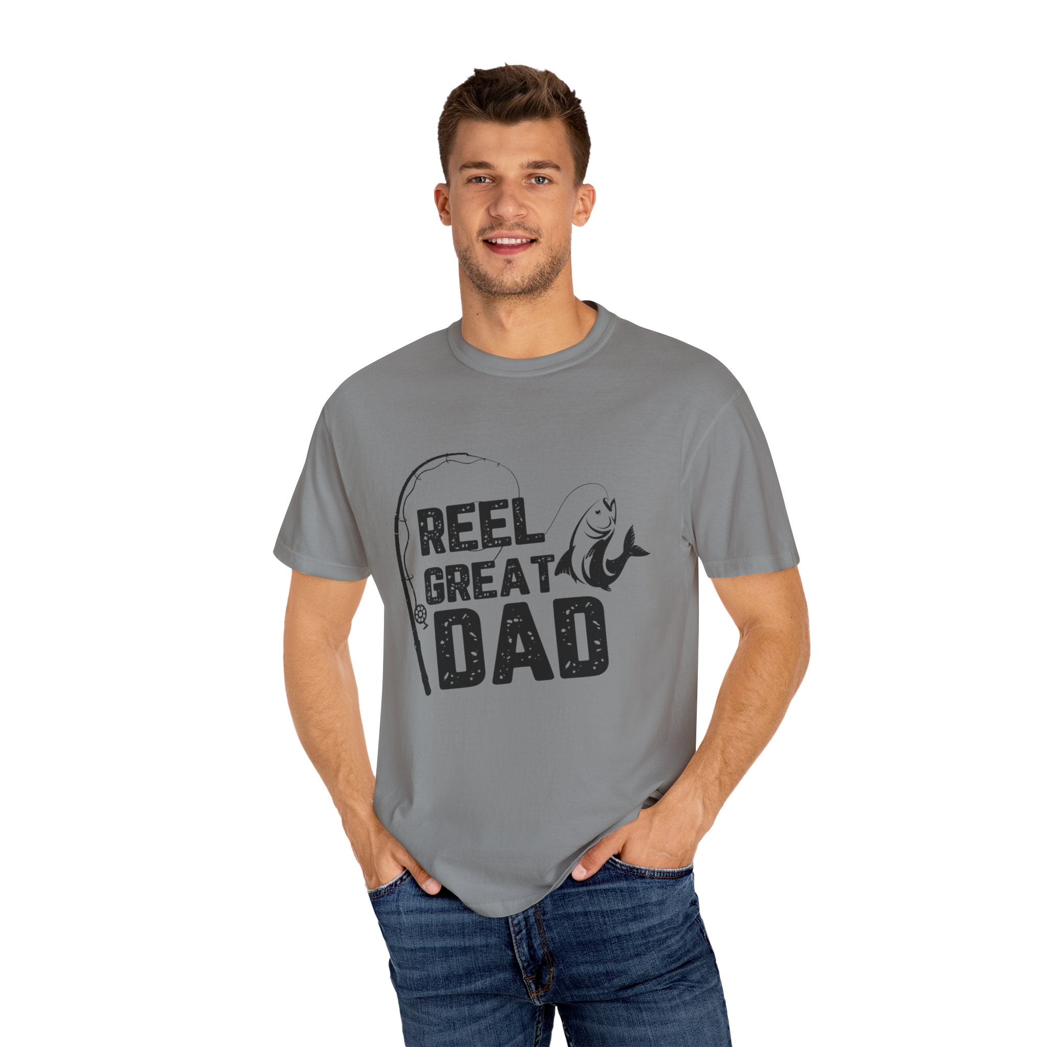 Reel Great Dad Garment-Dyed T-Shirt - Perfect for Father's Day and Fishing Enthusiasts