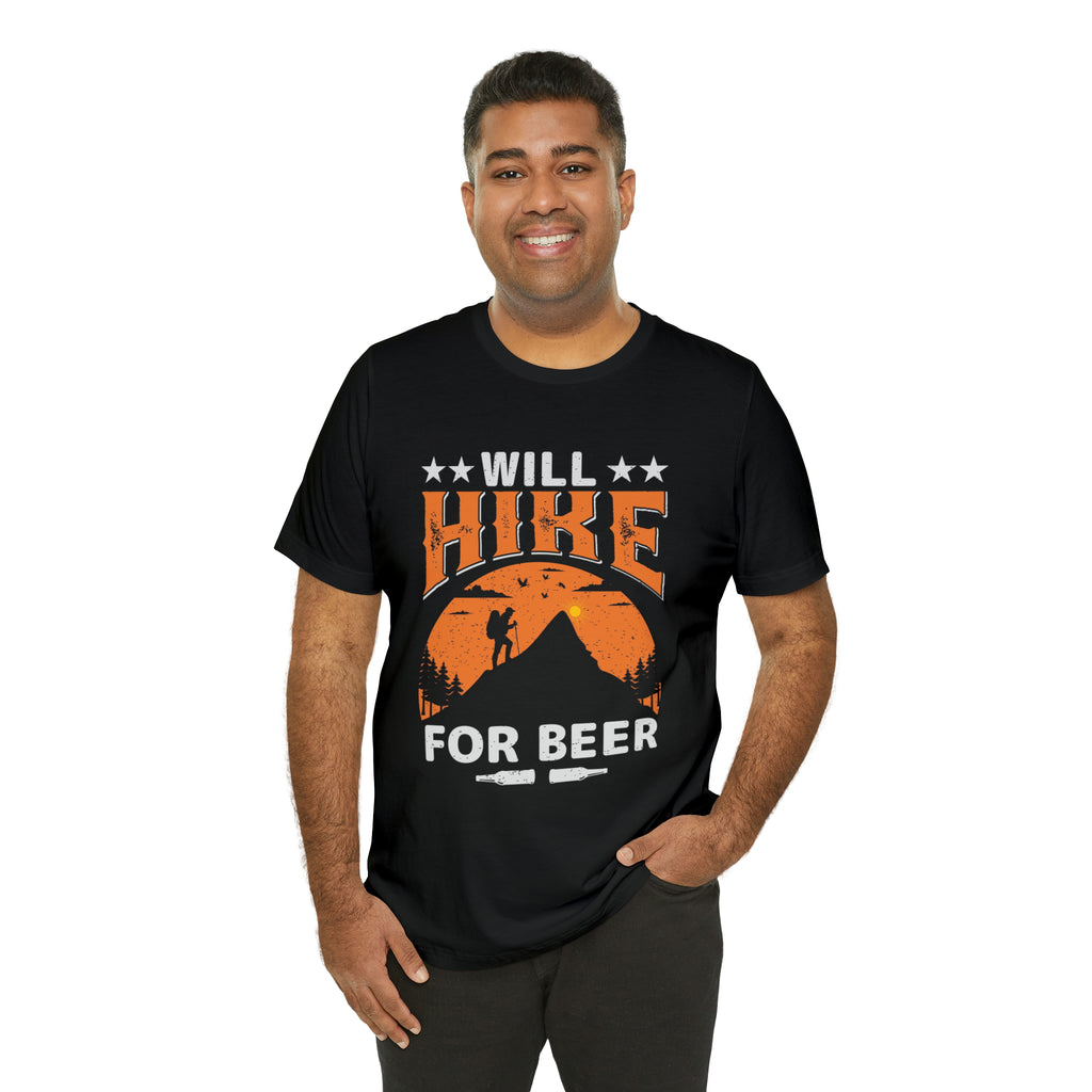 Will hike for beer- Jersey Short Sleeve Tee