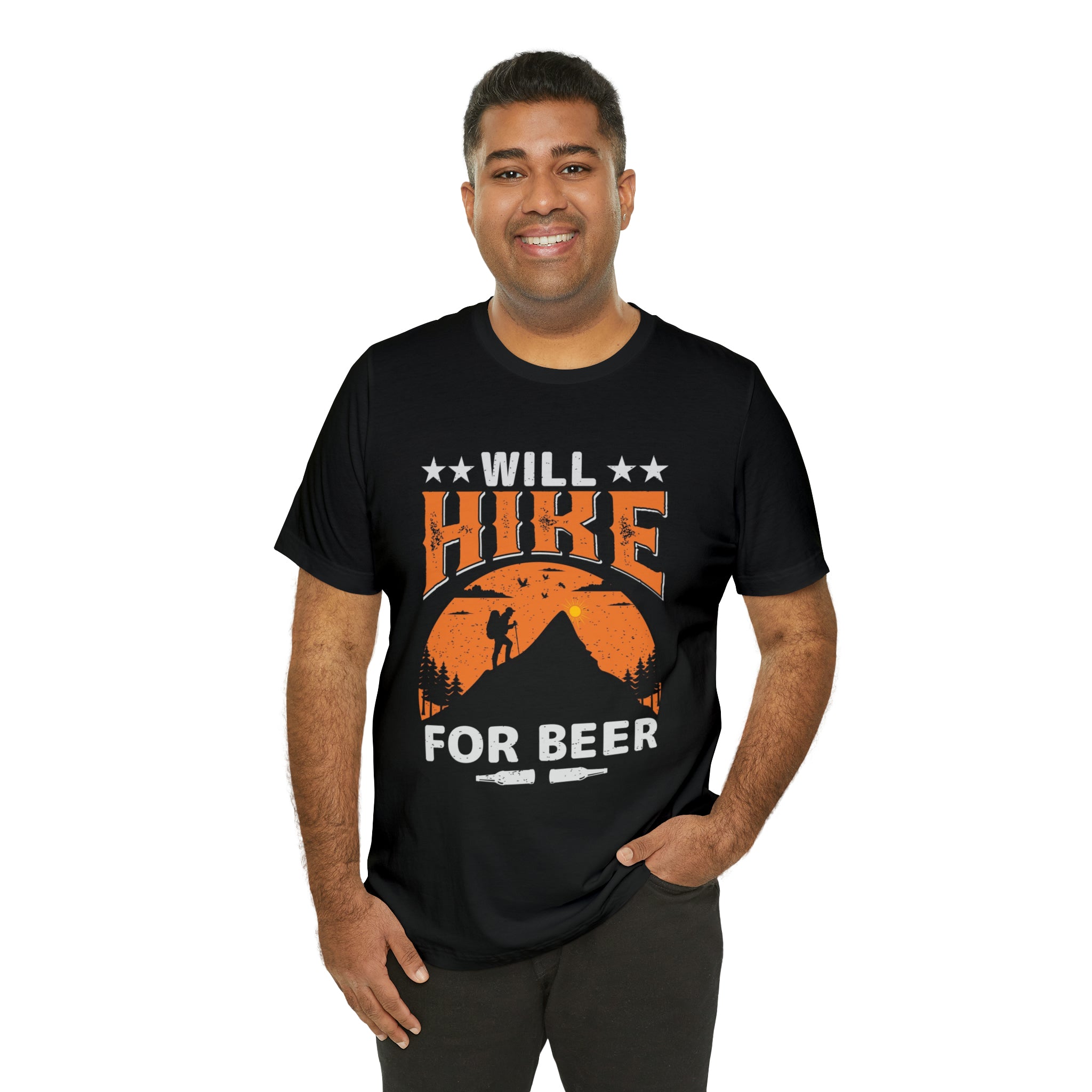 Will hike for beer- Jersey Short Sleeve Tee