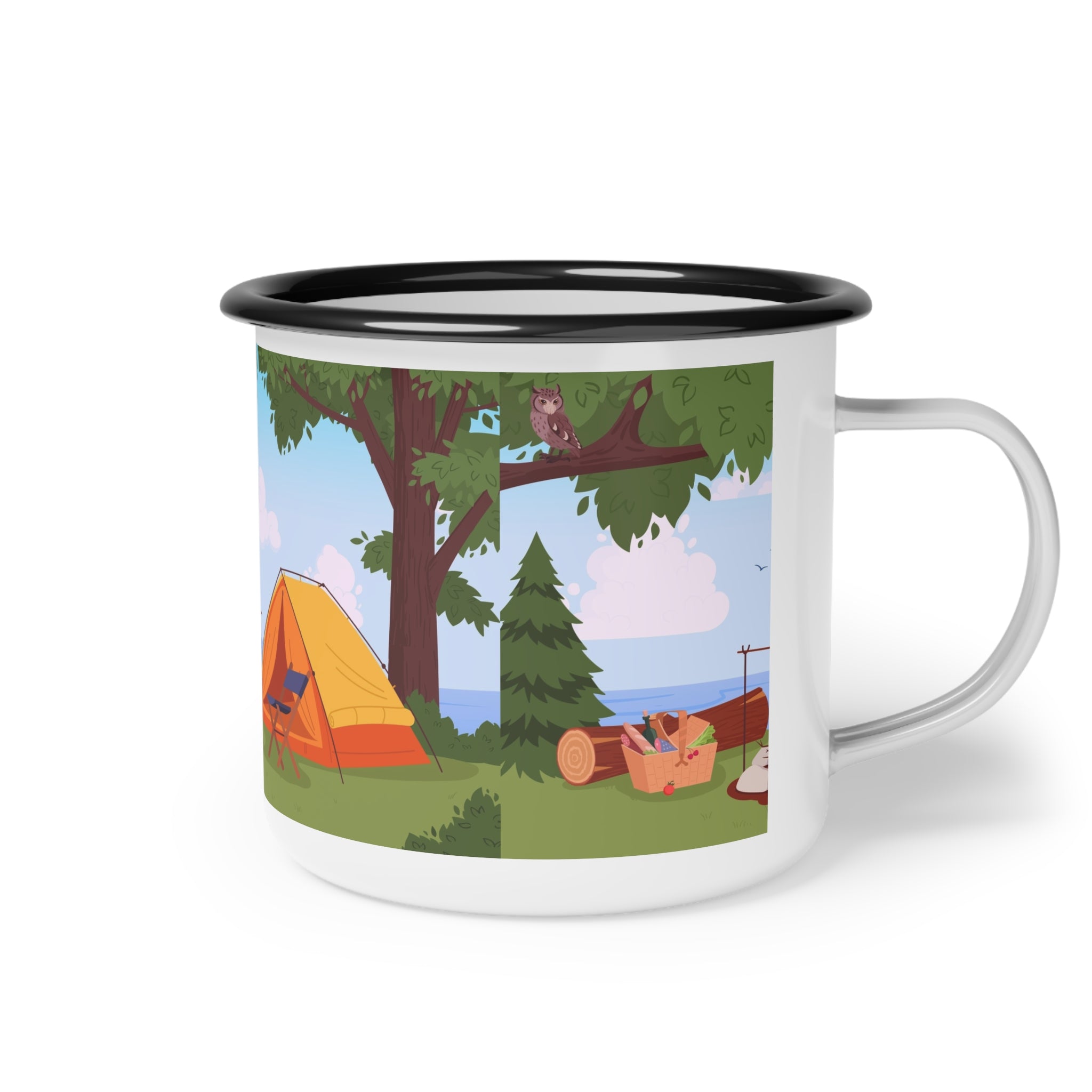 Cozy Camping Enamel Camp Cup, Outdoor Adventure Mug, Nature Lover Gift, Camping Enthusiast Drinkware, Travel Mug, Glamping Accessory