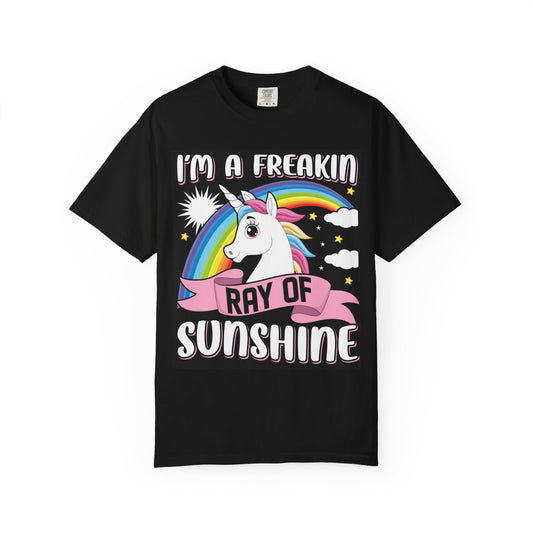 Playful Unicorn T-Shirt - "I'm a Freakin Ray of Sunshine"