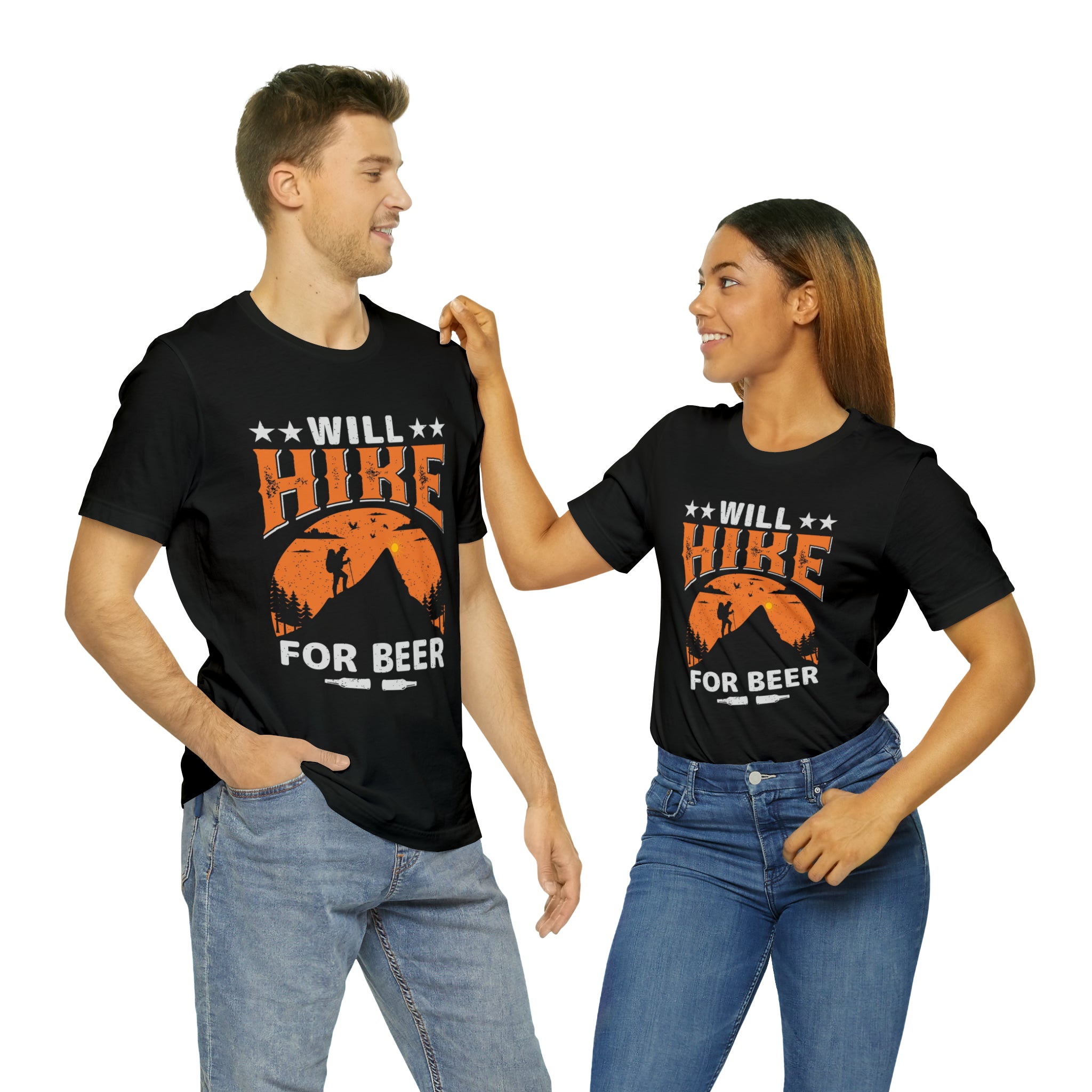 Will hike for beer- Jersey Short Sleeve Tee