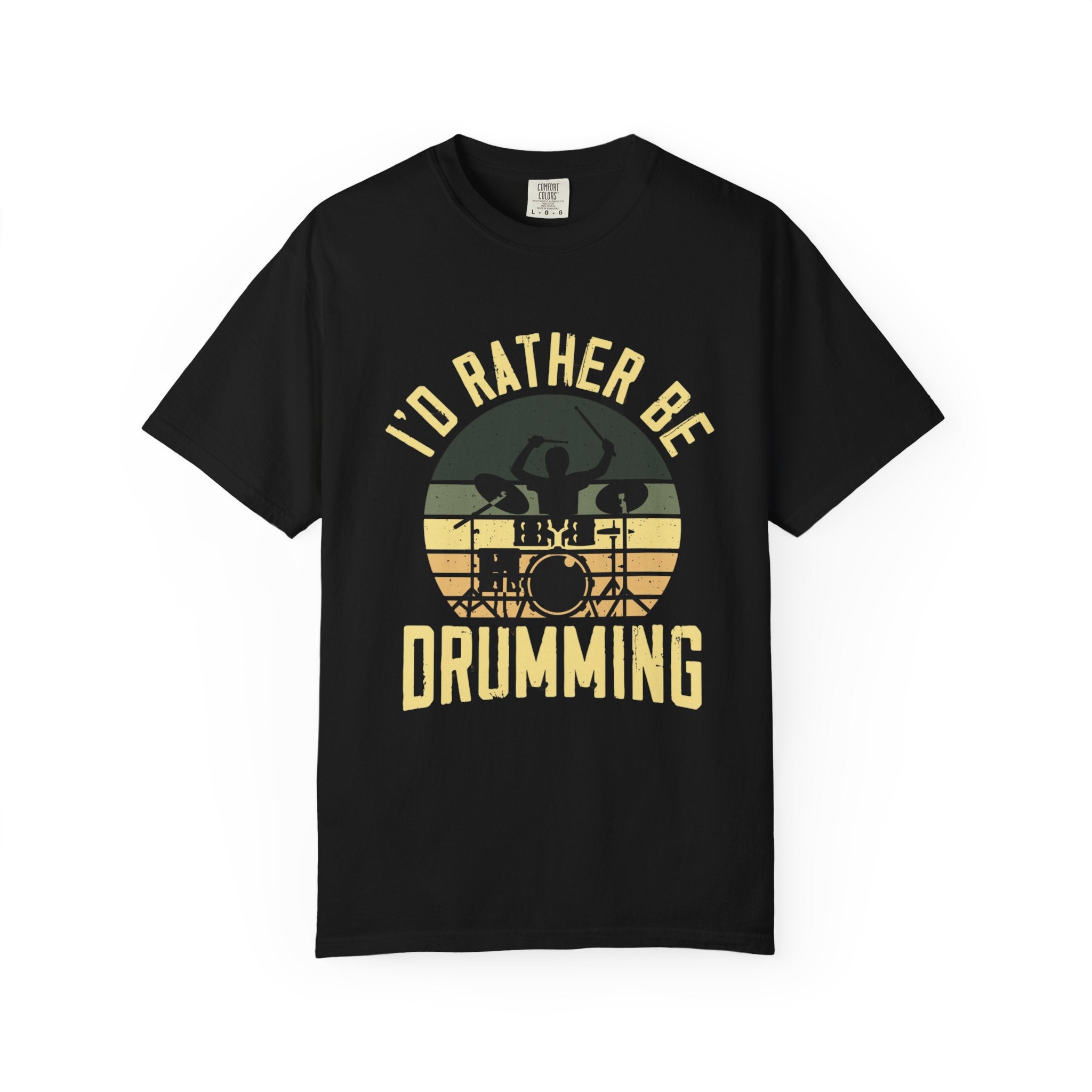 I'd Rather Be Drumming T-Shirt, Music Shirt, Gift for Drummers, Music Lover Tee, Casual Wear, Concert Outfit, Black Graphic Tee