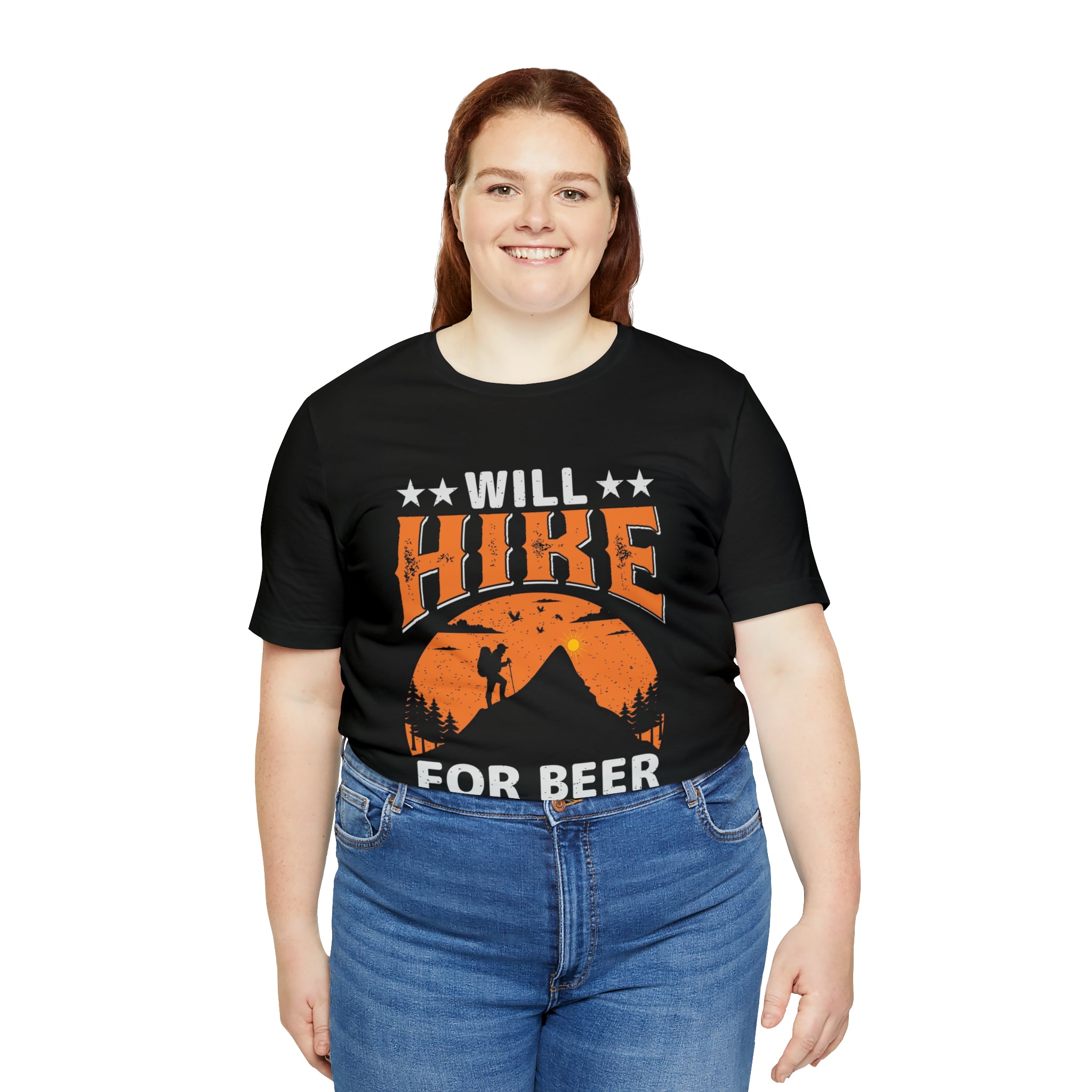 Will hike for beer- Jersey Short Sleeve Tee