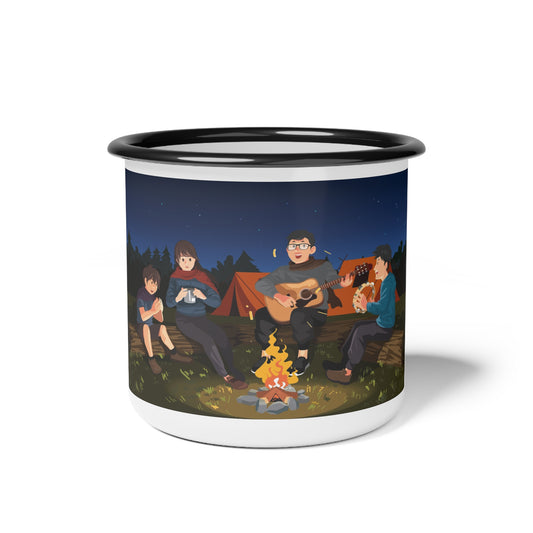 Cozy Camping Enamel Camp Cup, Adventure Mug, Outdoor Enthusiast Gift, Campfire Vibes, Nature Lover's Drinkware