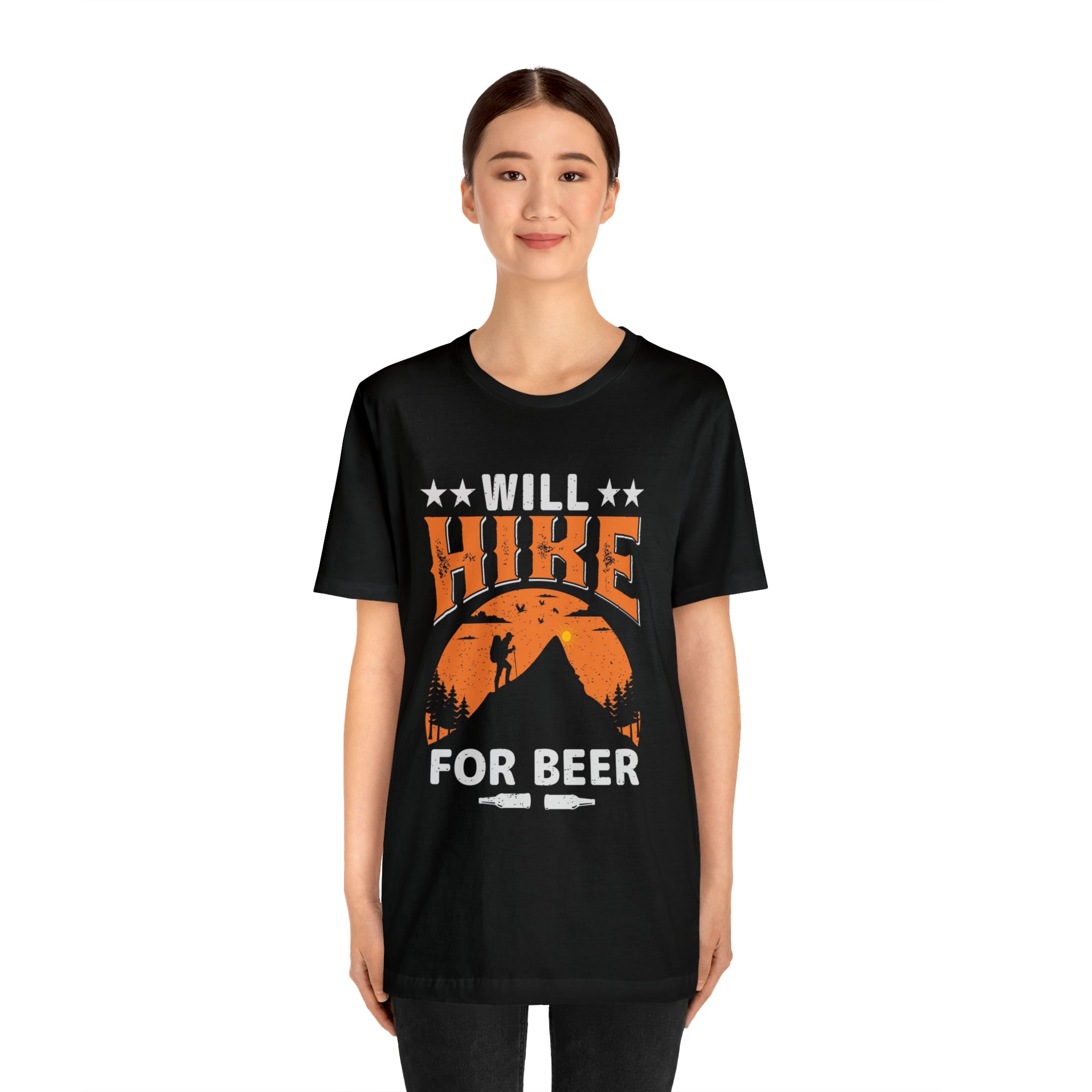 Will hike for beer- Jersey Short Sleeve Tee