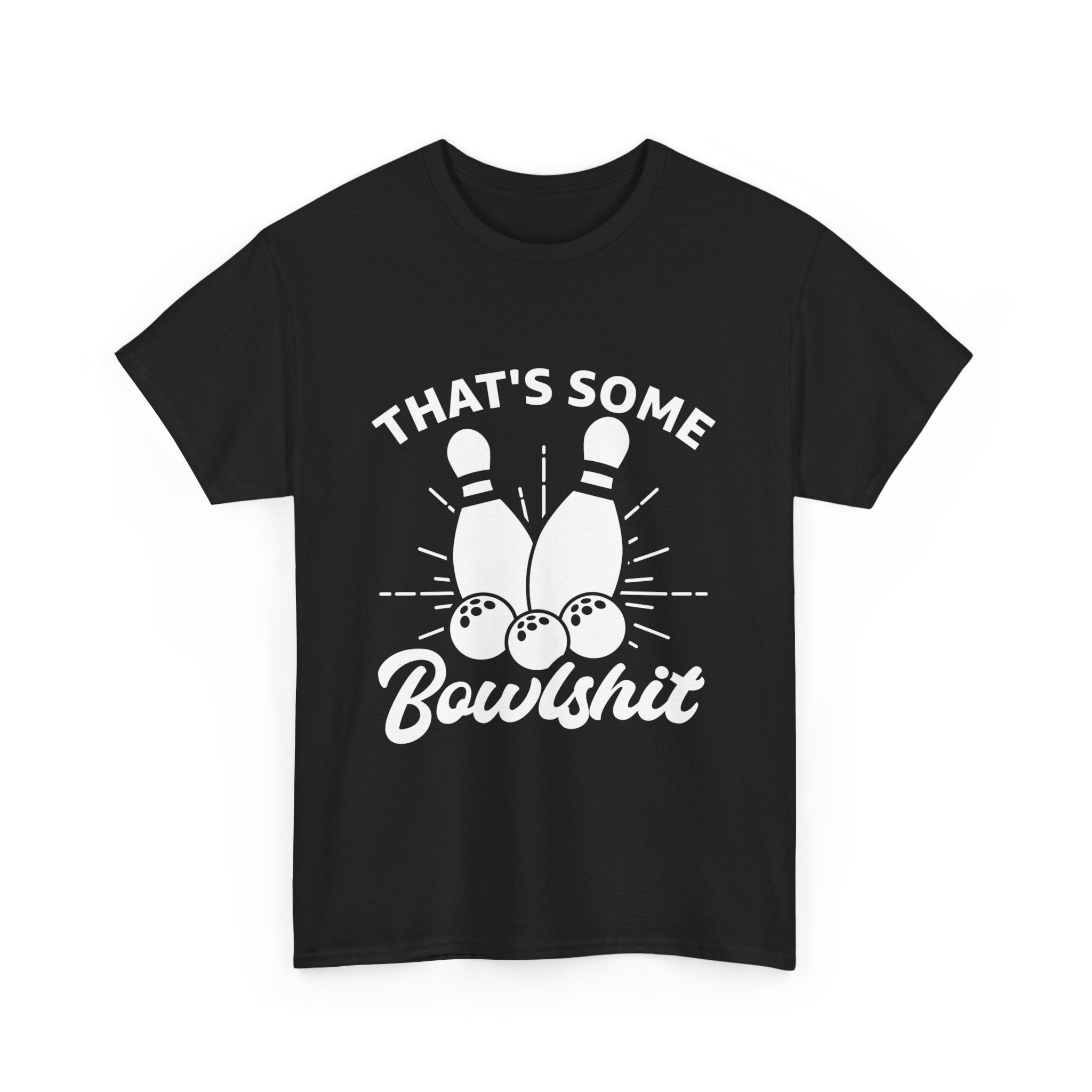 Funny Bowling Tee - "That's Some Bowlshit" Unisex Heavy Cotton Shirt for Bowling Fans