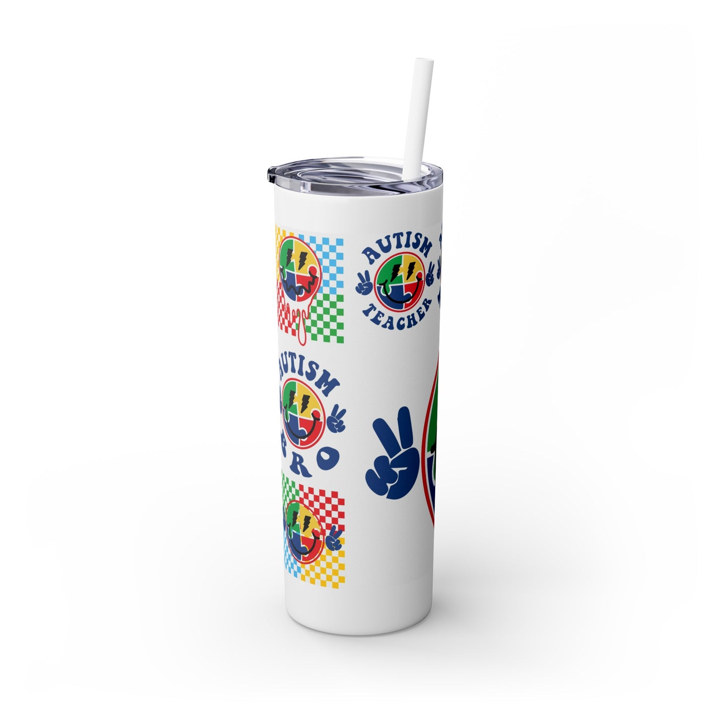 Autism— Skinny Tumbler with Straw, 20oz