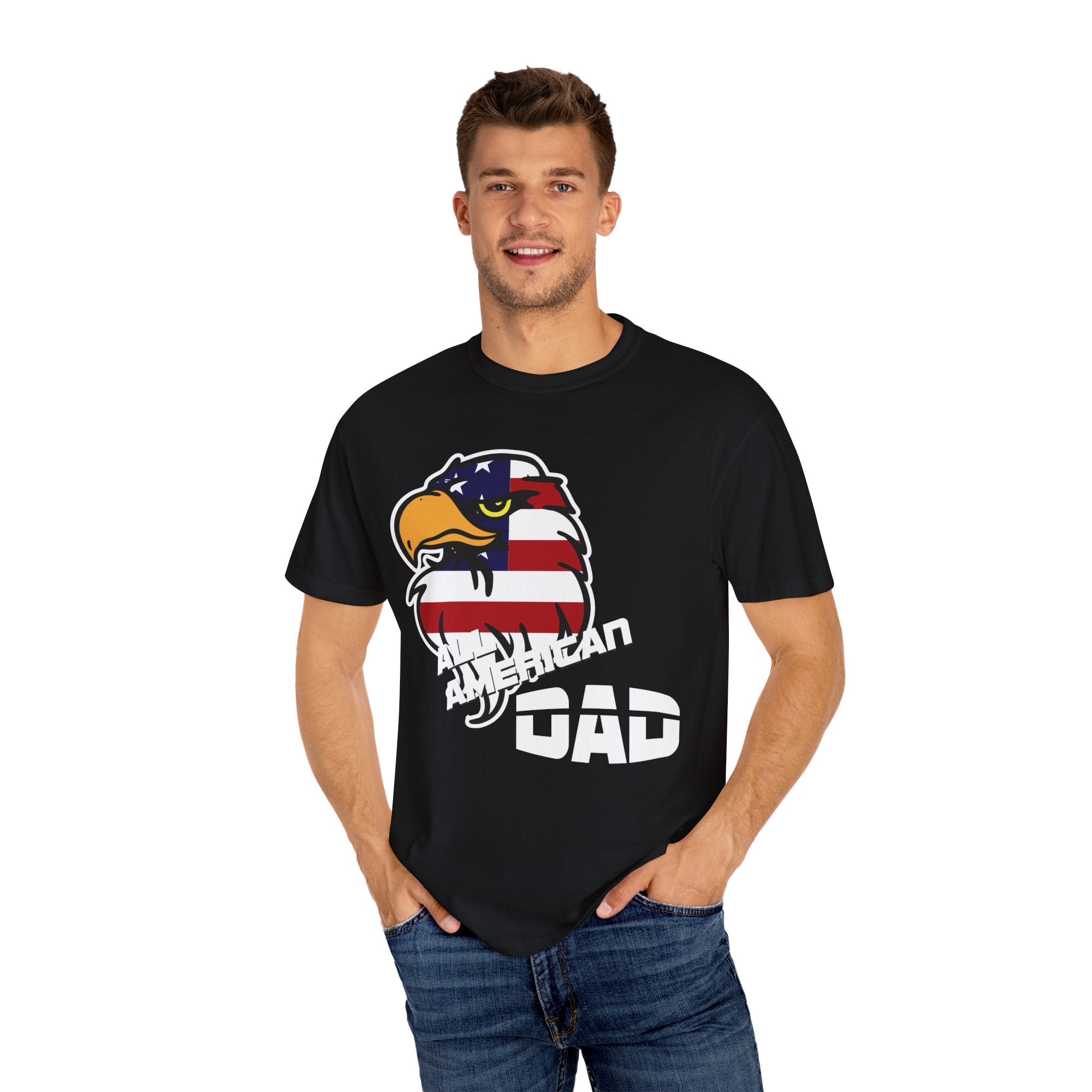 American Dad Garment-Dyed T-shirt, Patriotic Shirt, Father's Day Gift, Unisex Tee, 4th of July Apparel, Casual Wear