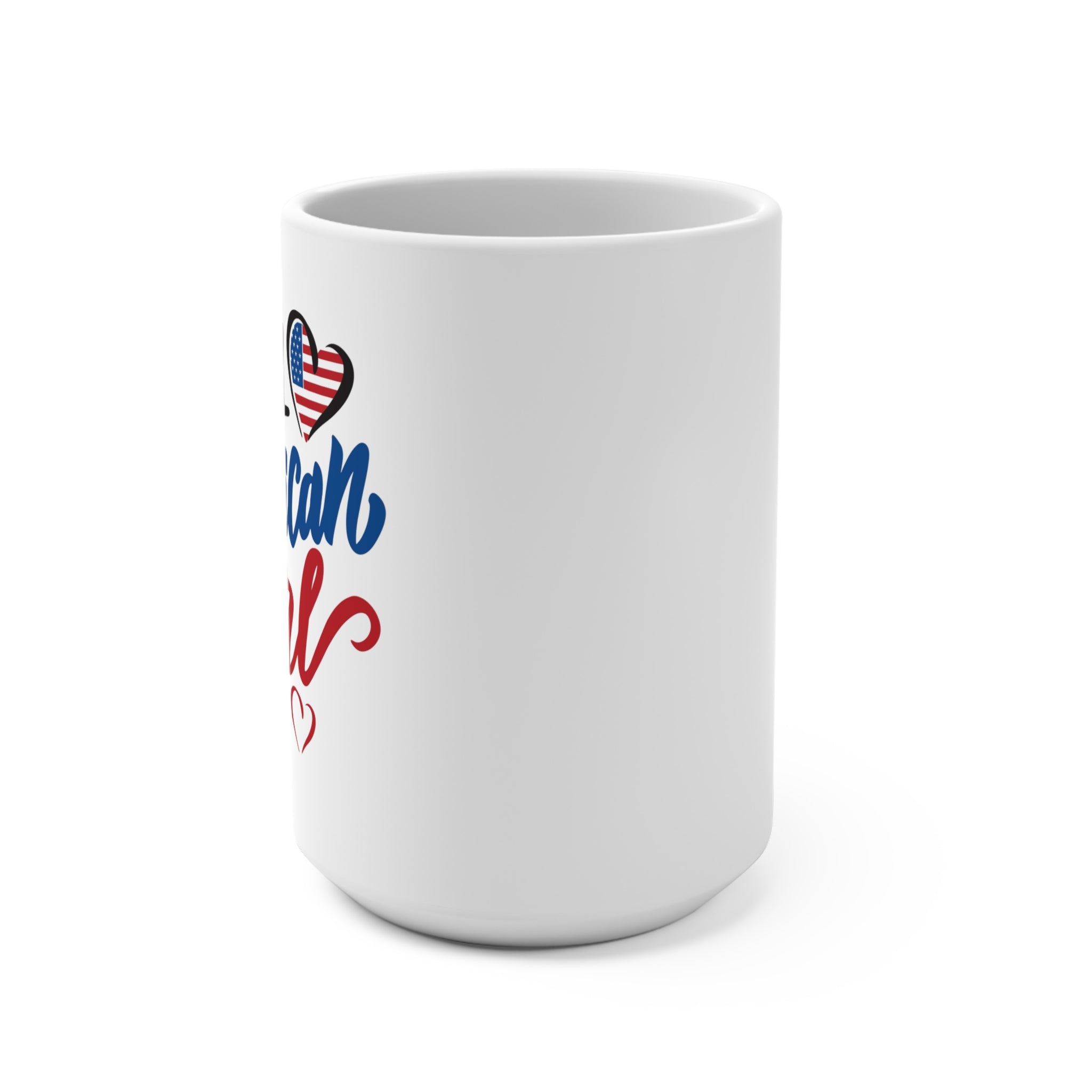 Patriotic Heart Mug, 15oz Coffee Cup for Independence Day, 4th of July, Gift for Veterans, American Pride Mug, Red White Blue Mug