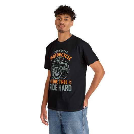 Motorcycle ride hard- Heavy Cotton Tee Shirt