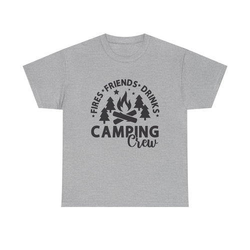 Camping Crew Unisex Heavy Cotton Tee - Perfect for Outdoor Adventures, Summer BBQs, Family Gatherings, Hiking Trips, and Campfire Nights