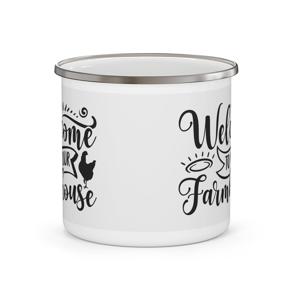 Rustic Enamel Camping Mug - Welcome to Our Farmhouse, Farm Decor, Camping Gear, Rustic Mug, Gift for Nature Lovers, Outdoor Drinking