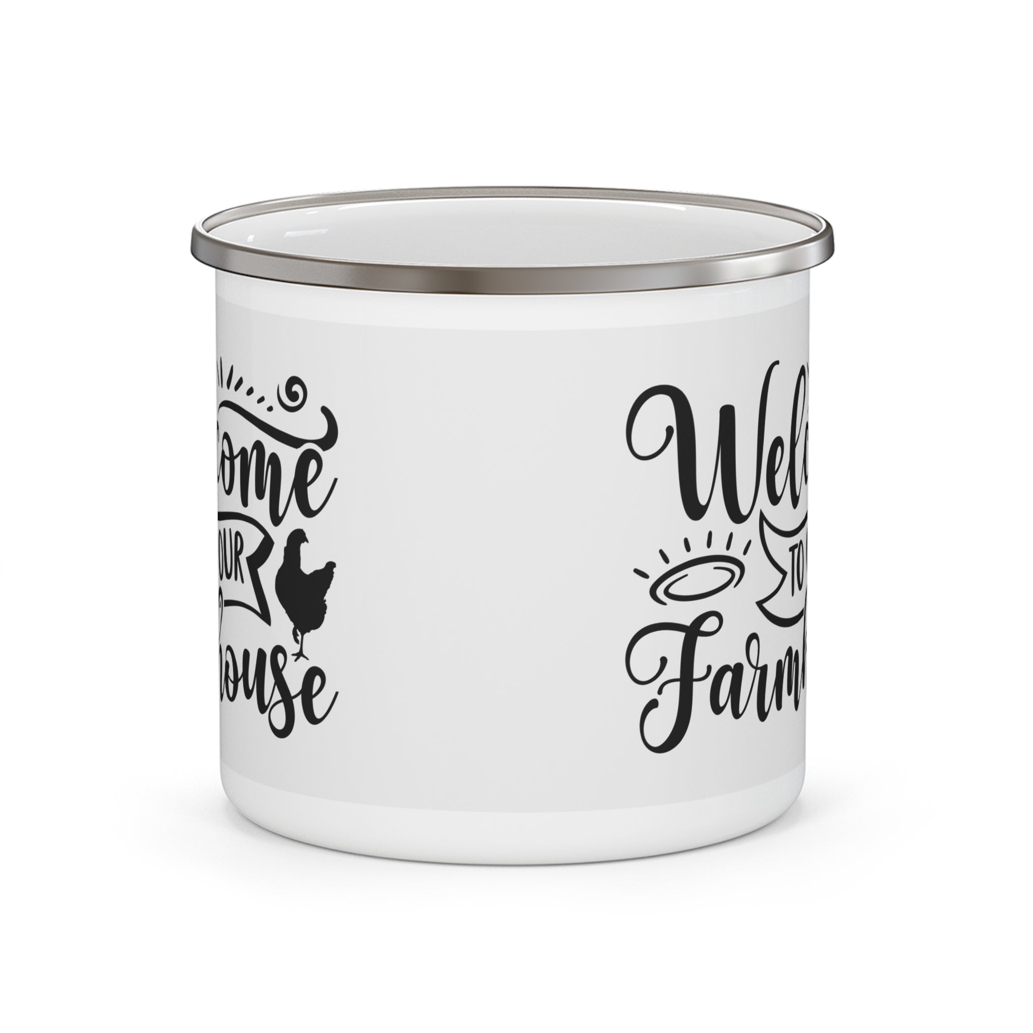 Rustic Enamel Camping Mug - Welcome to Our Farmhouse, Farm Decor, Camping Gear, Rustic Mug, Gift for Nature Lovers, Outdoor Drinking