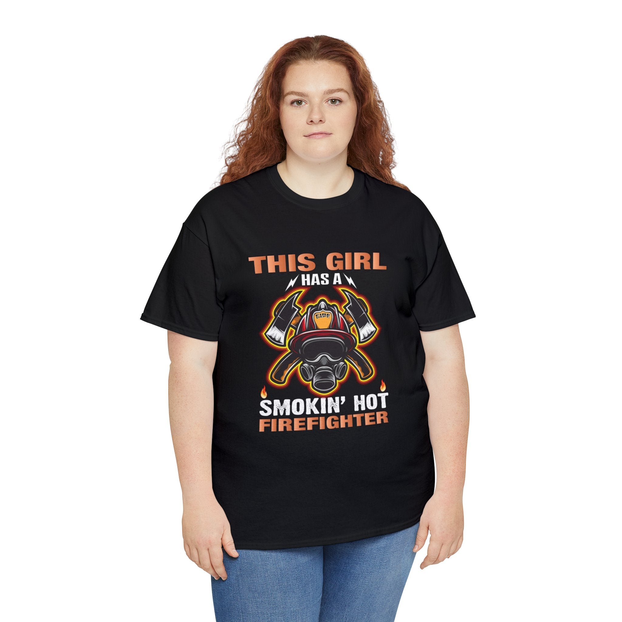 Smoking hot firefighter- Heavy Cotton Tee shirt