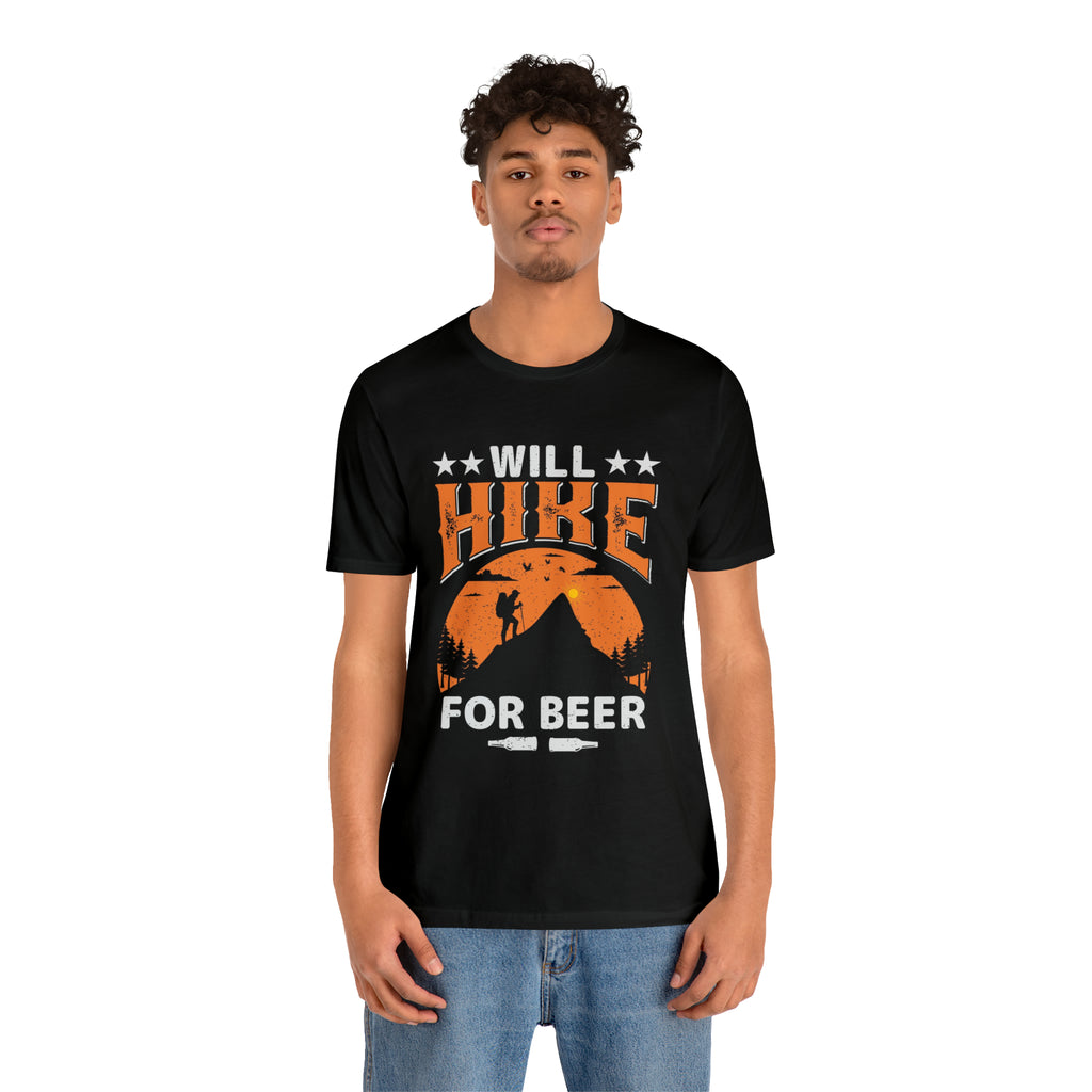 Will hike for beer- Jersey Short Sleeve Tee