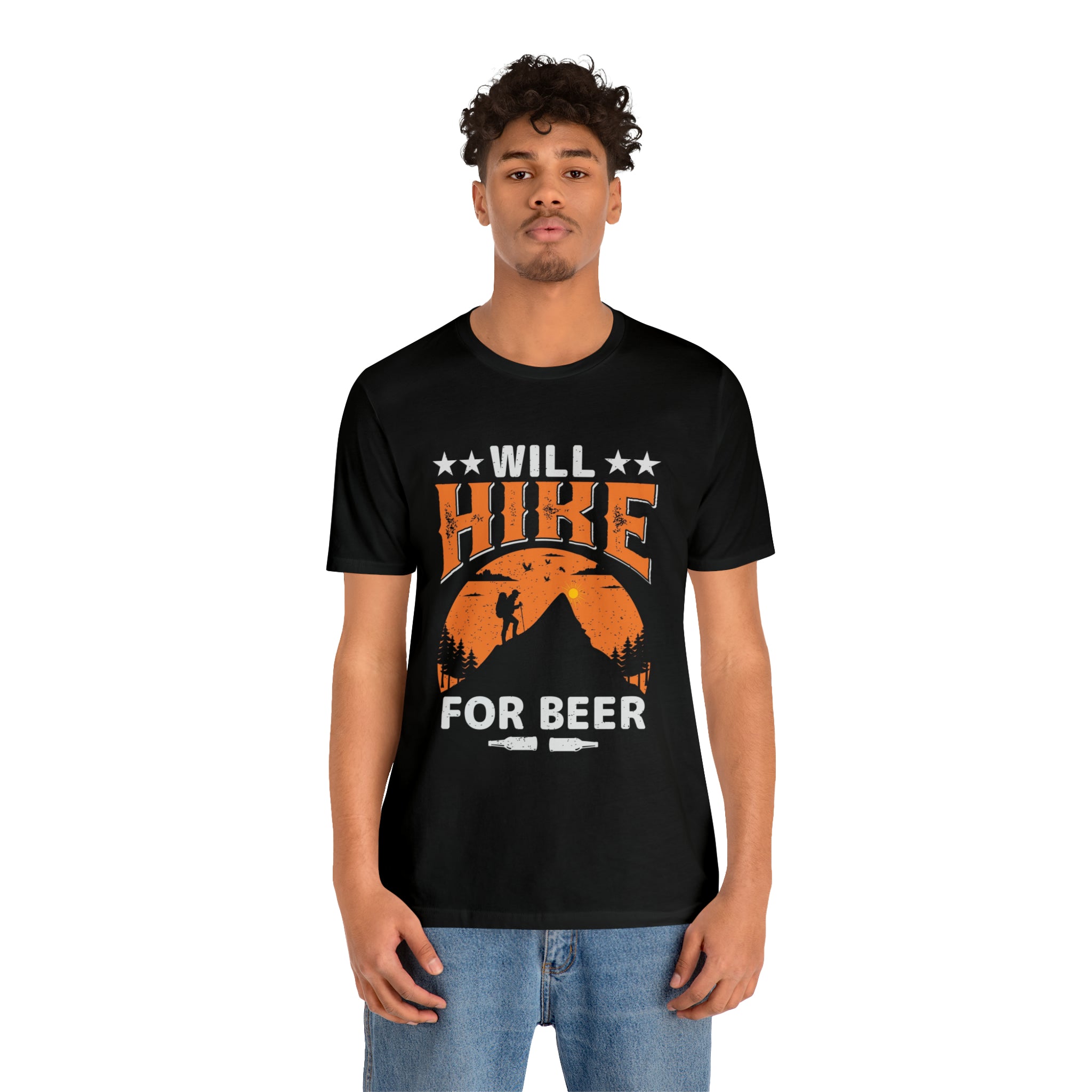 Will hike for beer- Jersey Short Sleeve Tee