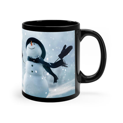 Snowman—11oz Black Mug