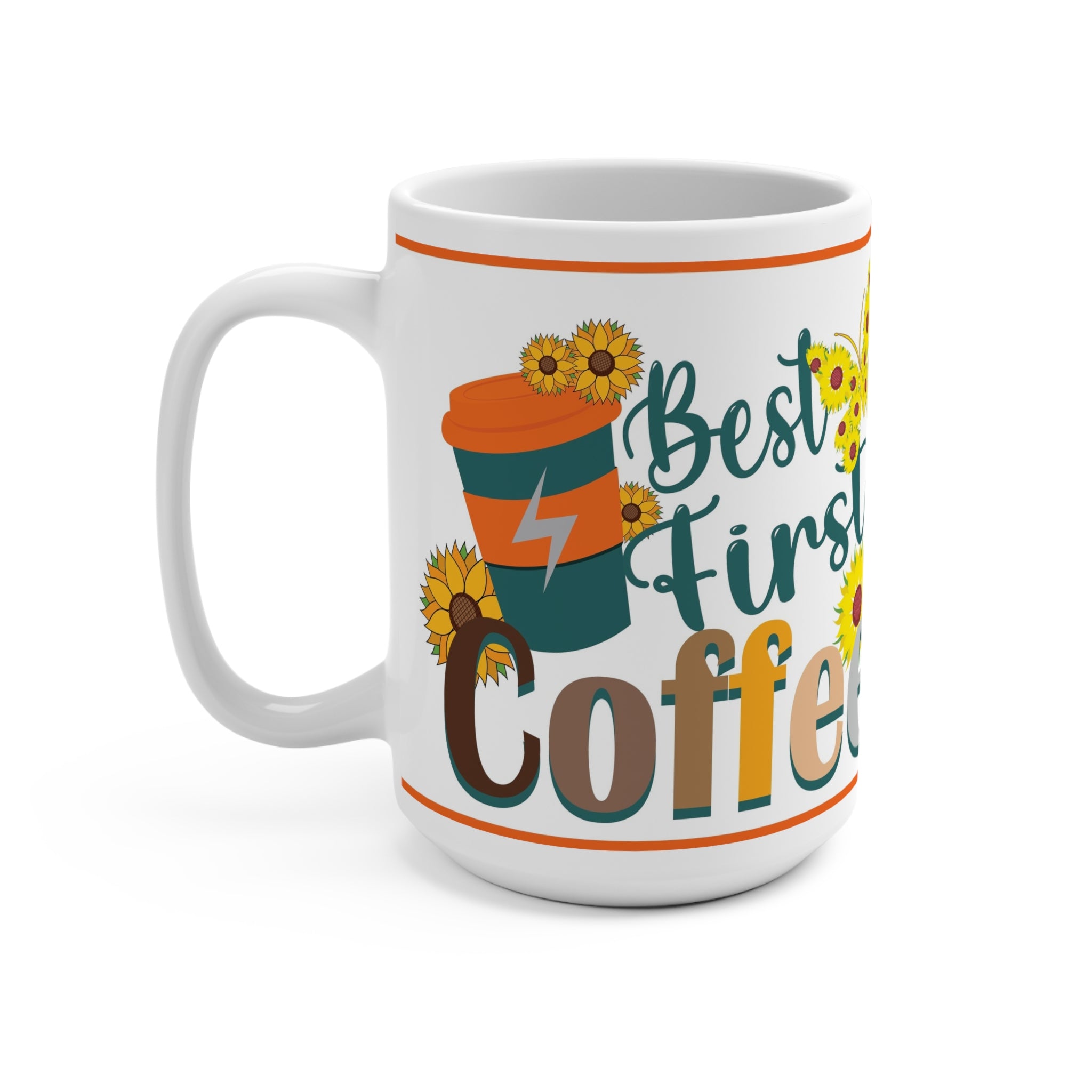 Sunflower Coffee Mug | Best First Coffee Gift, Floral Mug, Coffee Lover's Cup, Kitchen Decor, Gift for Her