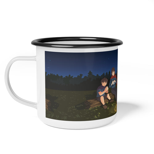 Cozy Camping Enamel Camp Cup, Adventure Mug, Outdoor Enthusiast Gift, Campfire Vibes, Nature Lover's Drinkware