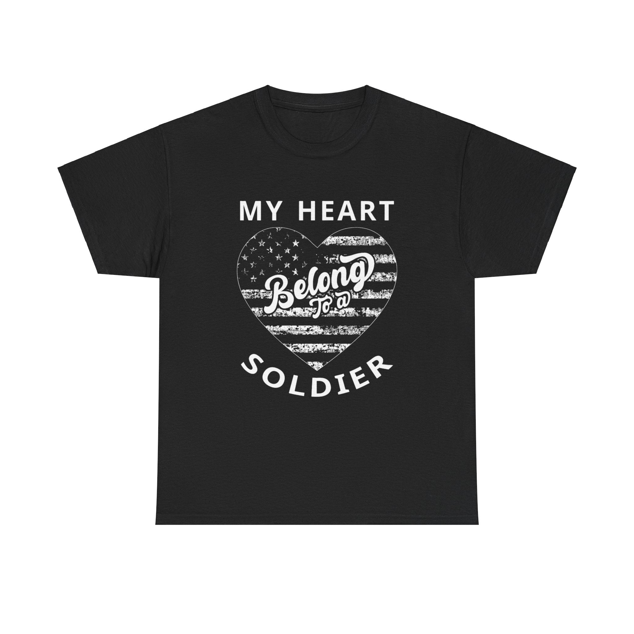 My heart belongs to a soldier- Heavy Cotton Tee Shirt