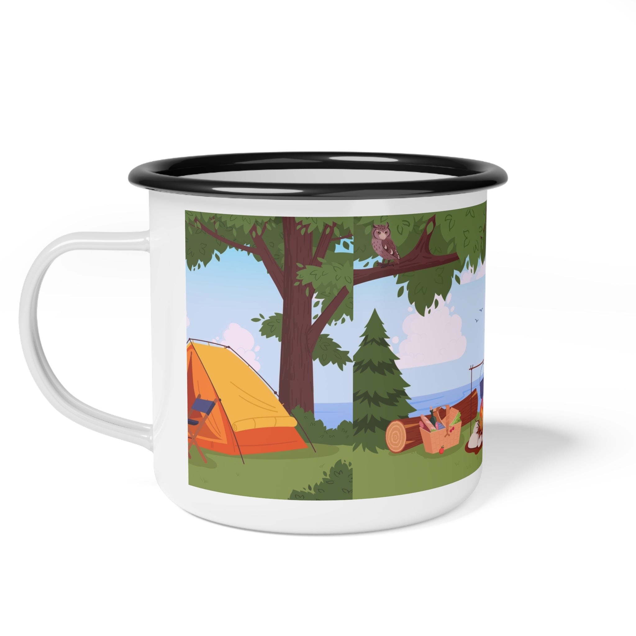 Cozy Camping Enamel Camp Cup, Outdoor Adventure Mug, Nature Lover Gift, Camping Enthusiast Drinkware, Travel Mug, Glamping Accessory