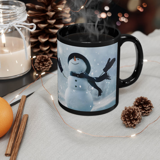 Snowman—11oz Black Mug