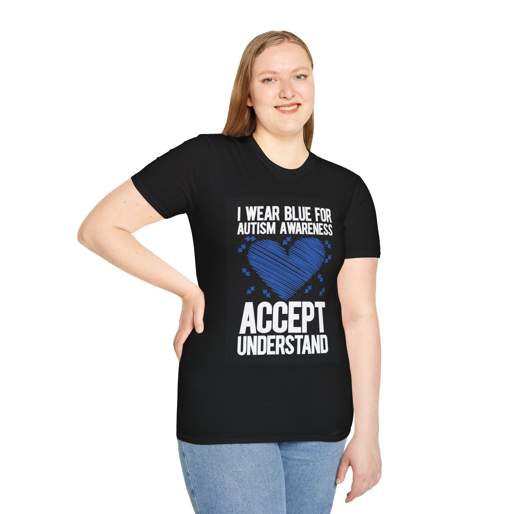 I wear blue- autism- Softstyle T-Shirt