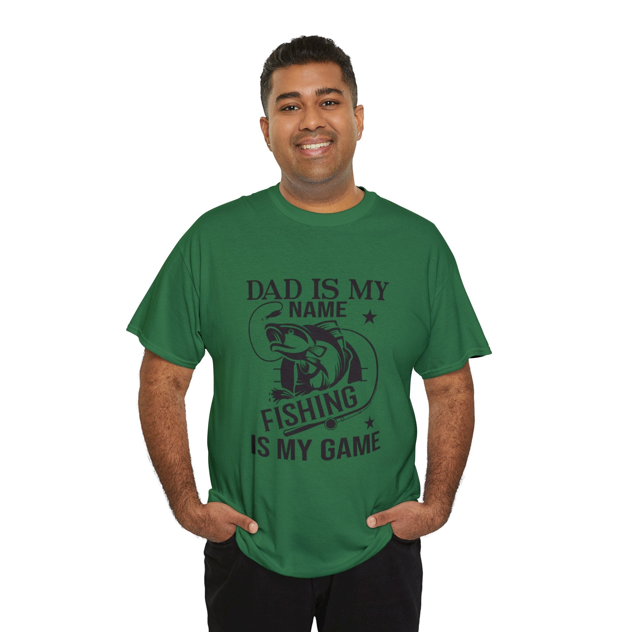Dad is my name fishing is my game- Heavy Cotton Tee Shirt