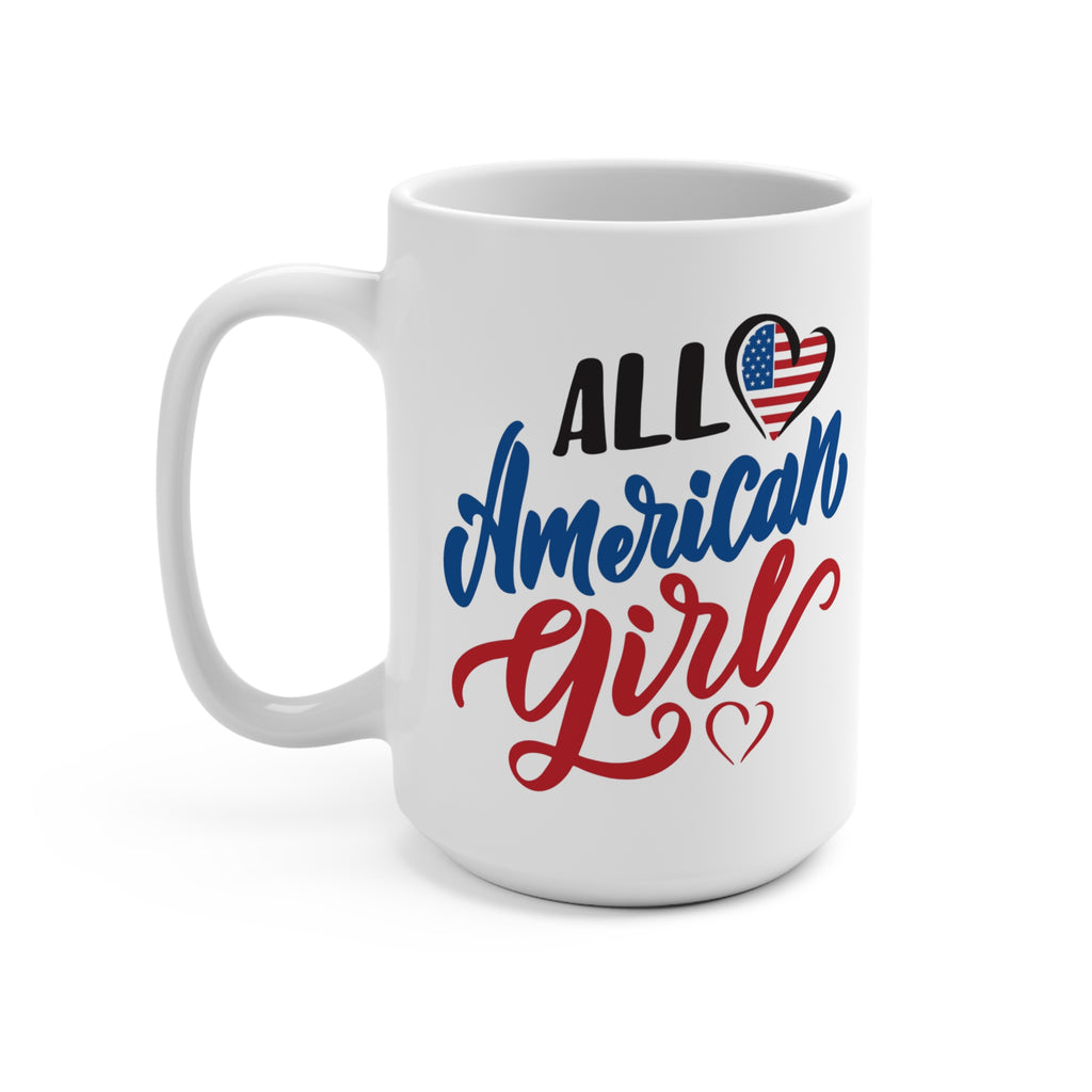 Patriotic Heart Mug, 15oz Coffee Cup for Independence Day, 4th of July, Gift for Veterans, American Pride Mug, Red White Blue Mug