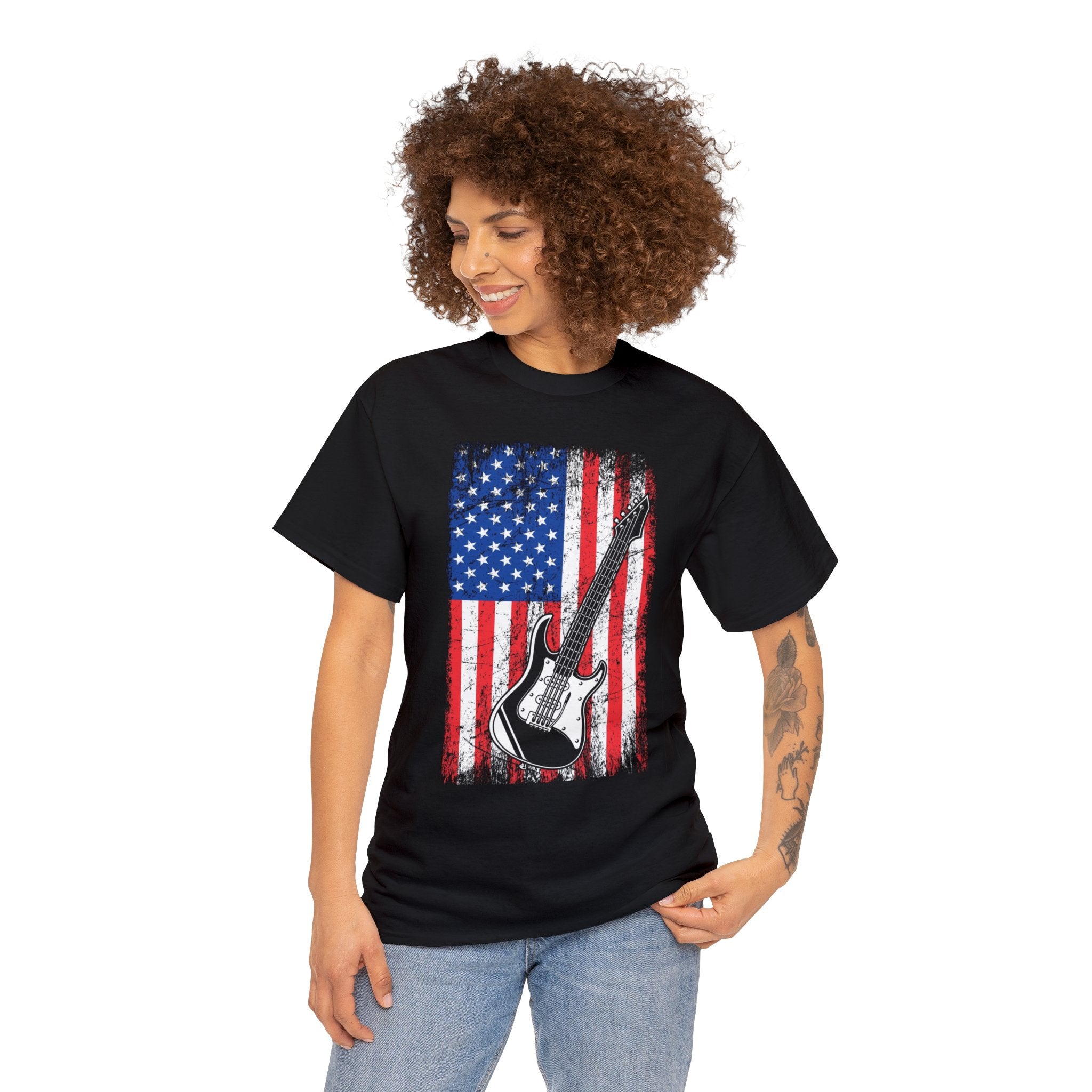 Guitar -flag- Heavy Cotton Tee Shirt