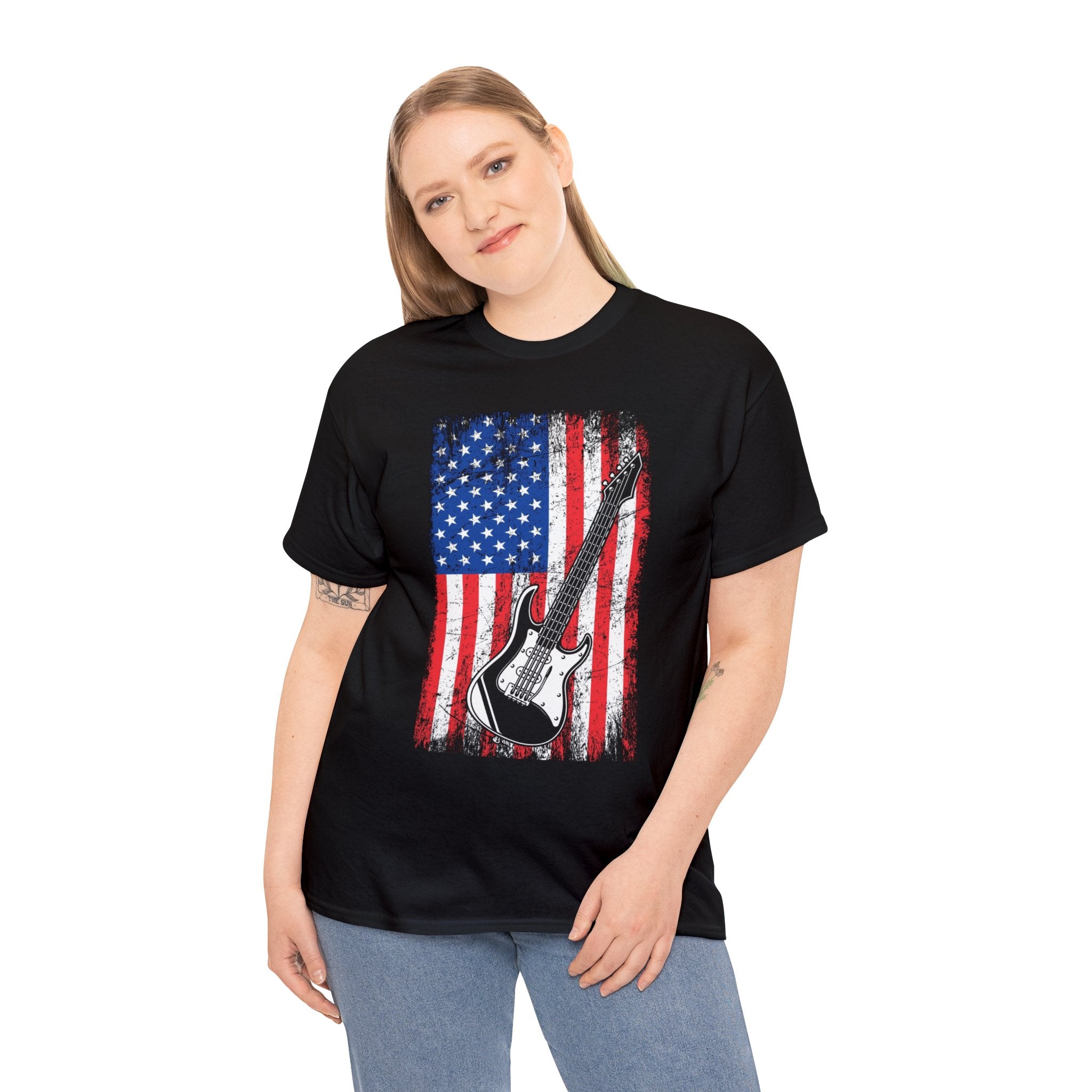 Guitar -flag- Heavy Cotton Tee Shirt