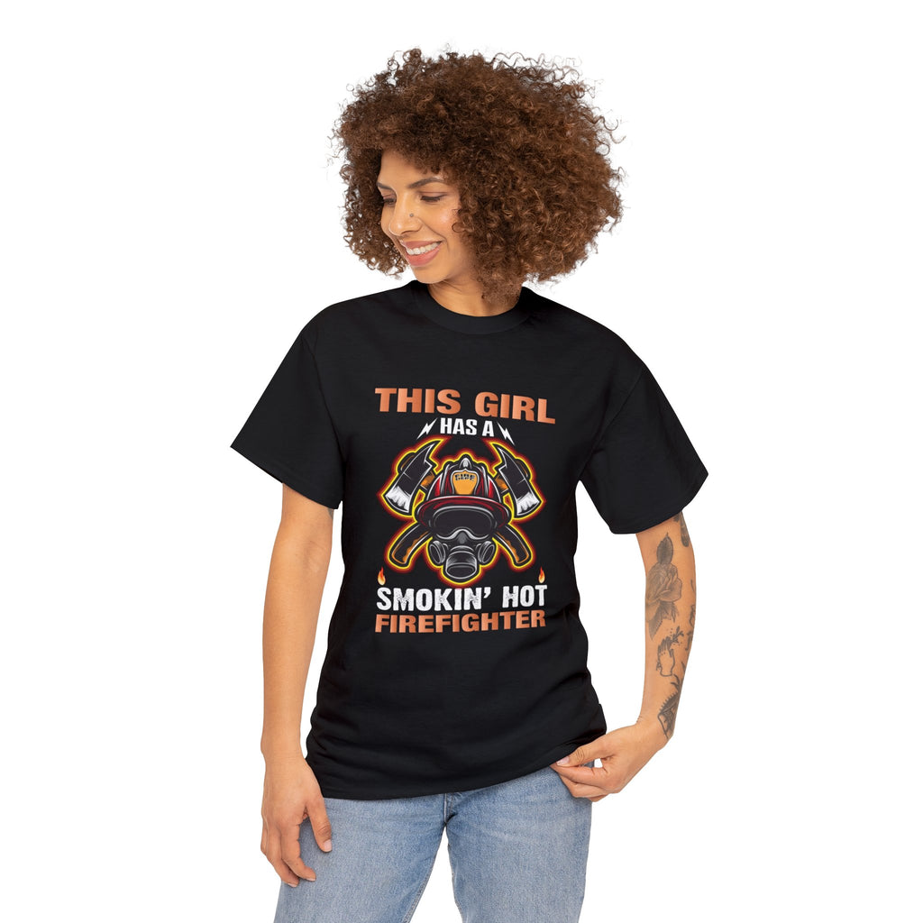 Smoking hot firefighter- Heavy Cotton Tee shirt