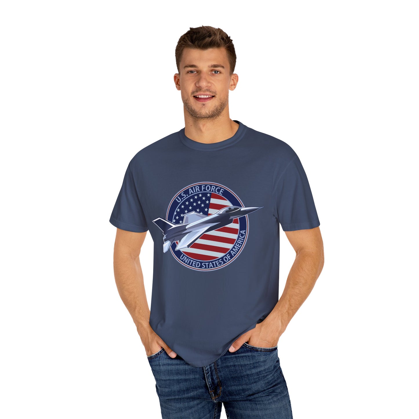 Air Force Tribute T-Shirt, Unisex Military Tee, Garment-Dyed Shirt, Patriotic Apparel, Veteran Gift, Casual Wear, Independence Day Outfit