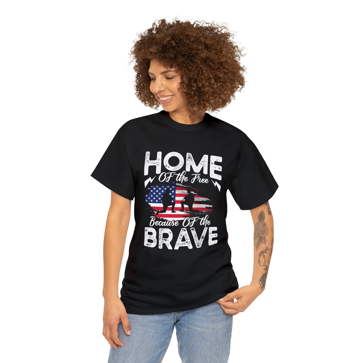 Home of the free because of the brave- Unisex Heavy Cotton Tee