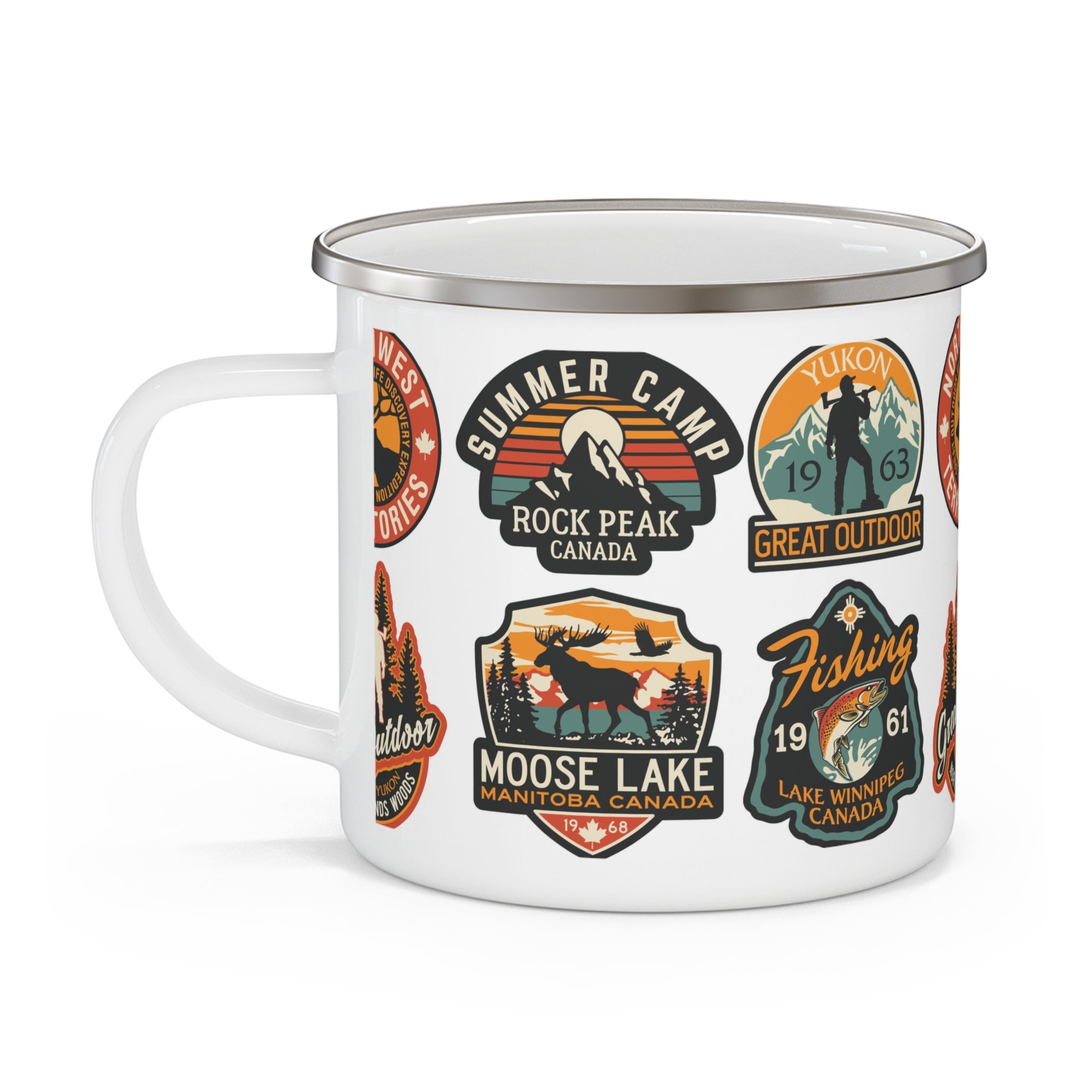 Retro Enamel Camping Mug, Vintage Outdoor Decor, Great Outdoors Gift, Travel Mug, Camping Supplies, Adventure Mug